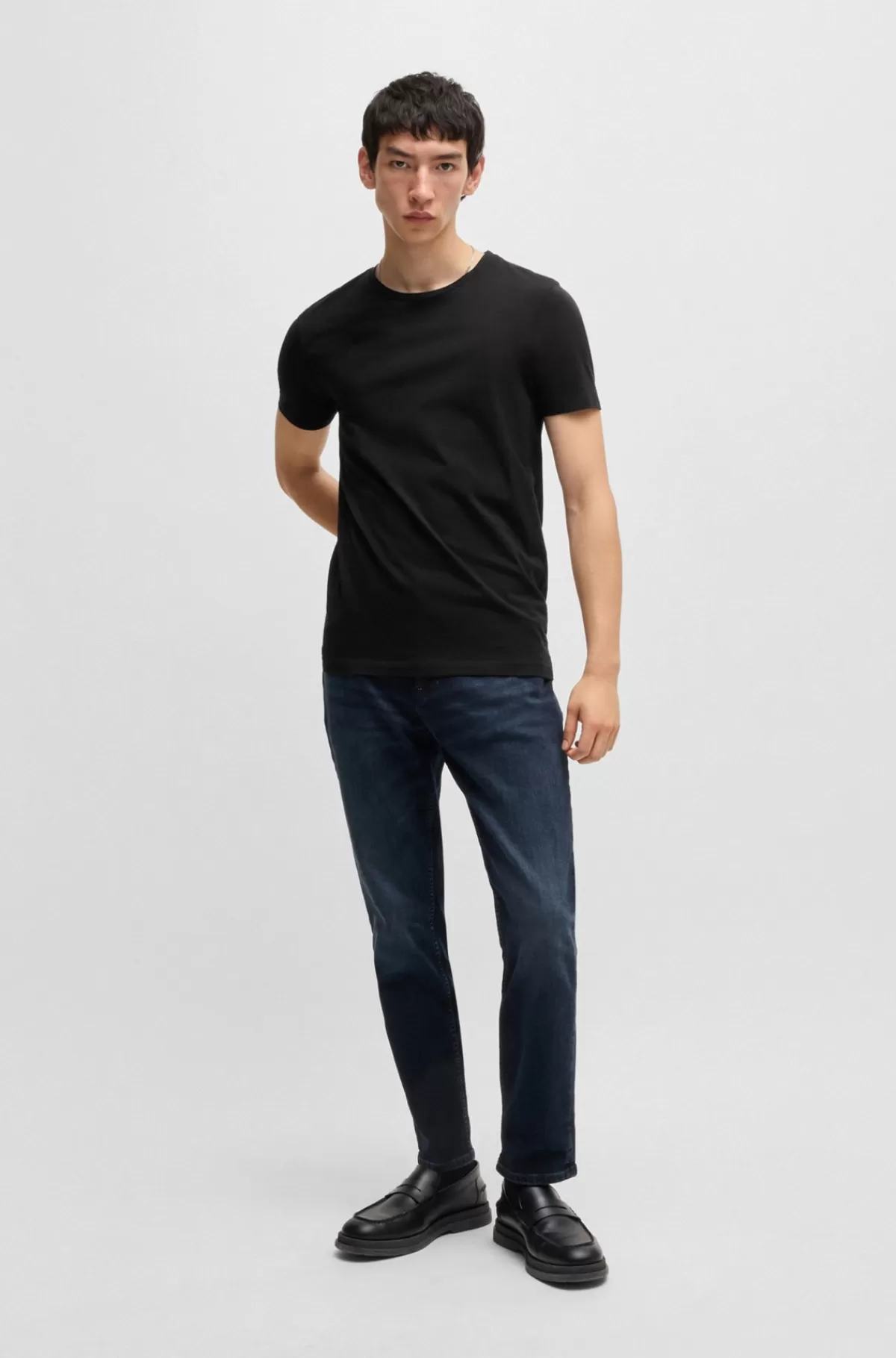 HUGO BOSS Pakke Med To T-shirts I Bomuld Med Stræk Og Med Slim Fit Sort Sale