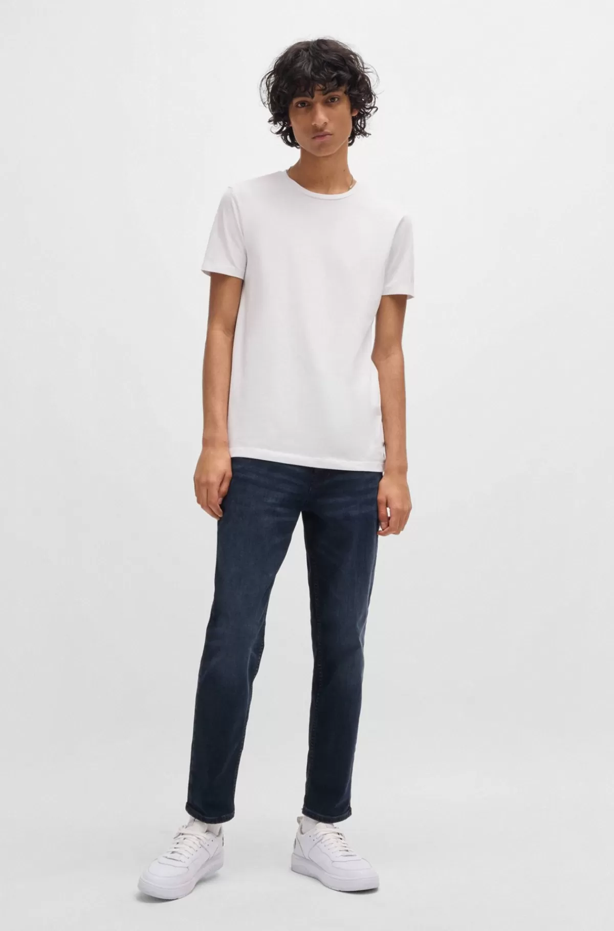 HUGO BOSS Pakke Med To T-shirts I Bomuld Med Stræk Og Med Slim Fit Hvid/sort Sale