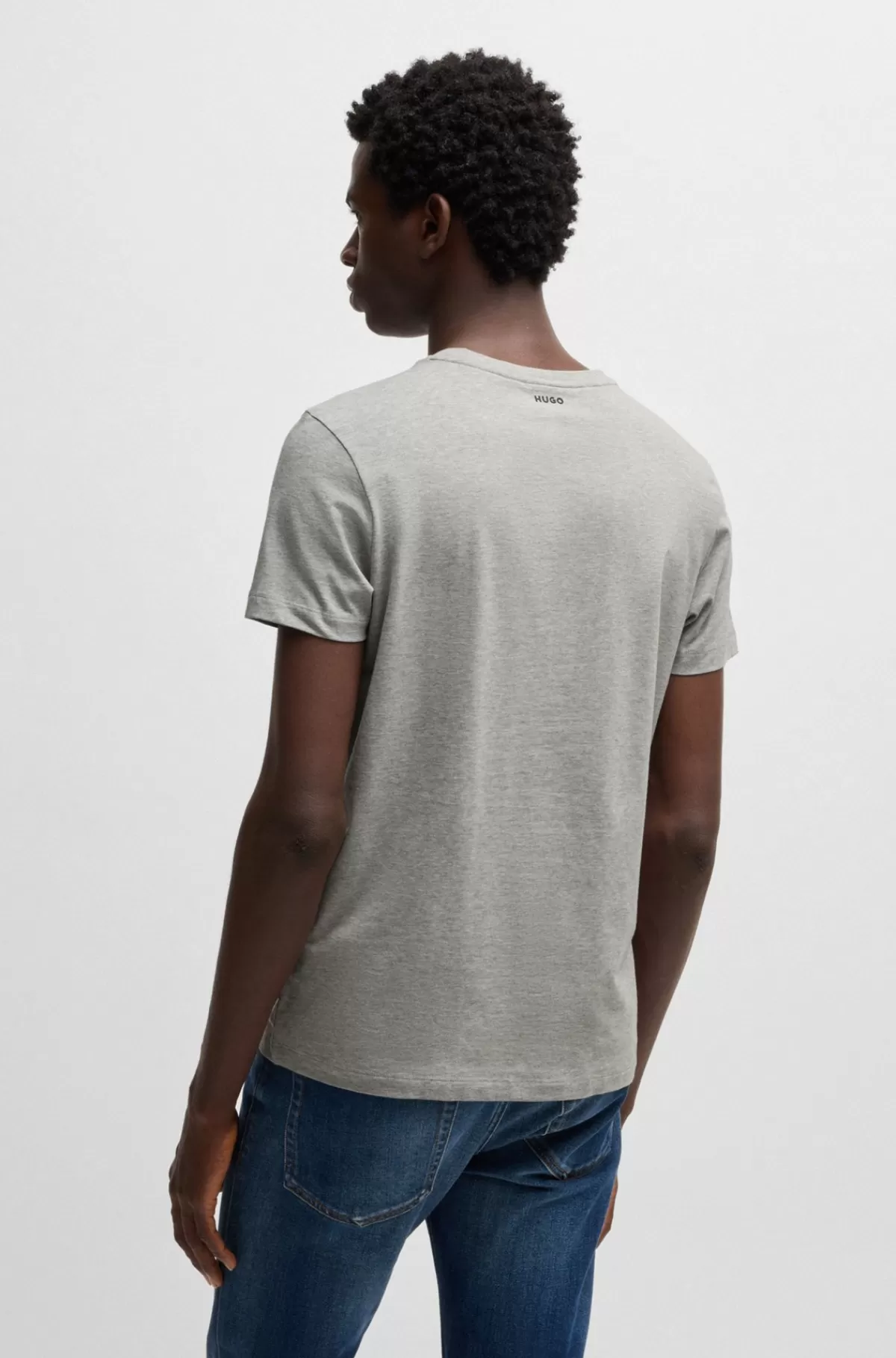 HUGO BOSS Pakke Med To T-shirts I Bomuld Med Stræk Og Med Slim Fit Hvid / Lysegrå Discount