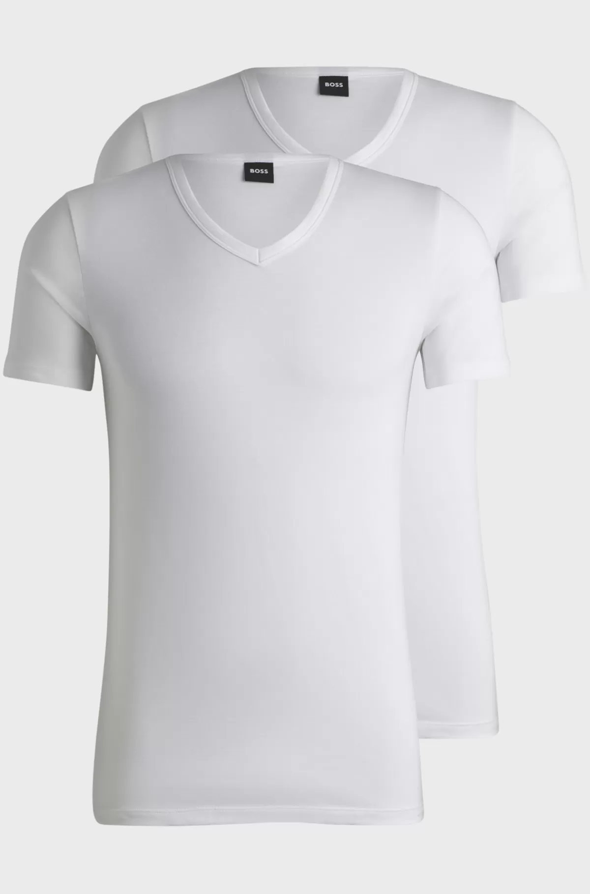 HUGO BOSS Pakke Med To T-shirts I Slank Pasform I Bomuld Med Stræk Hvid New