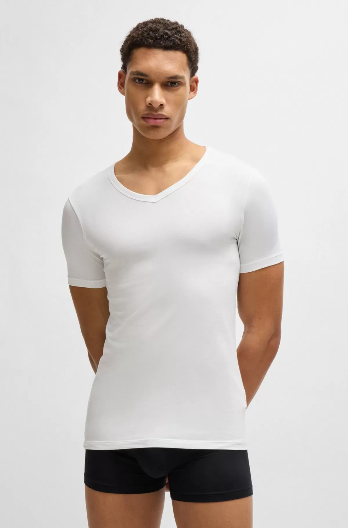 HUGO BOSS Pakke Med To T-shirts I Slank Pasform I Bomuld Med Stræk Hvid New