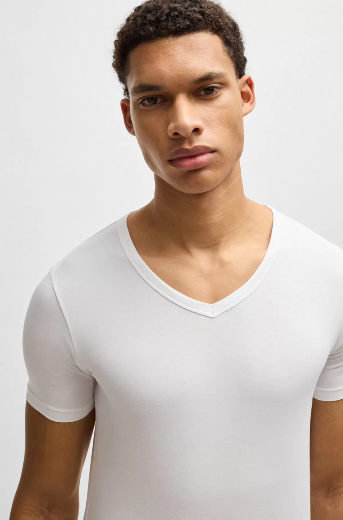 HUGO BOSS Pakke Med To T-shirts I Slank Pasform I Bomuld Med Stræk Hvid New