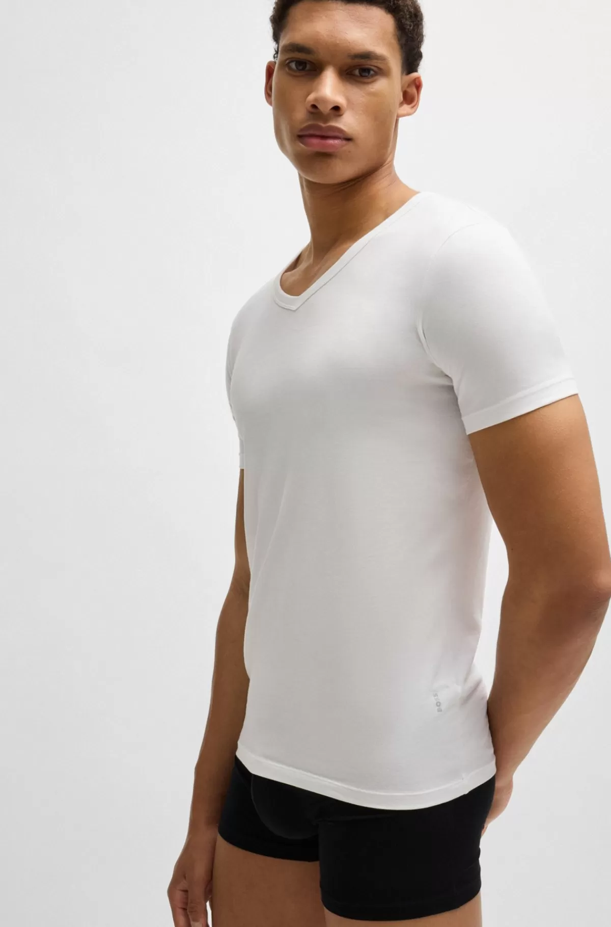 HUGO BOSS Pakke Med To T-shirts I Slank Pasform I Bomuld Med Stræk Hvid New