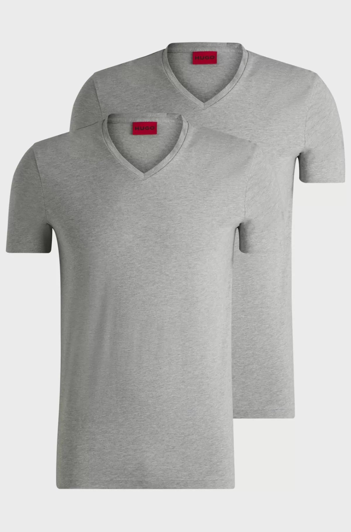 HUGO BOSS Pakke Med To T-shirts Med V-hals I Bomuld Med Stræk Lysegrå Best Sale