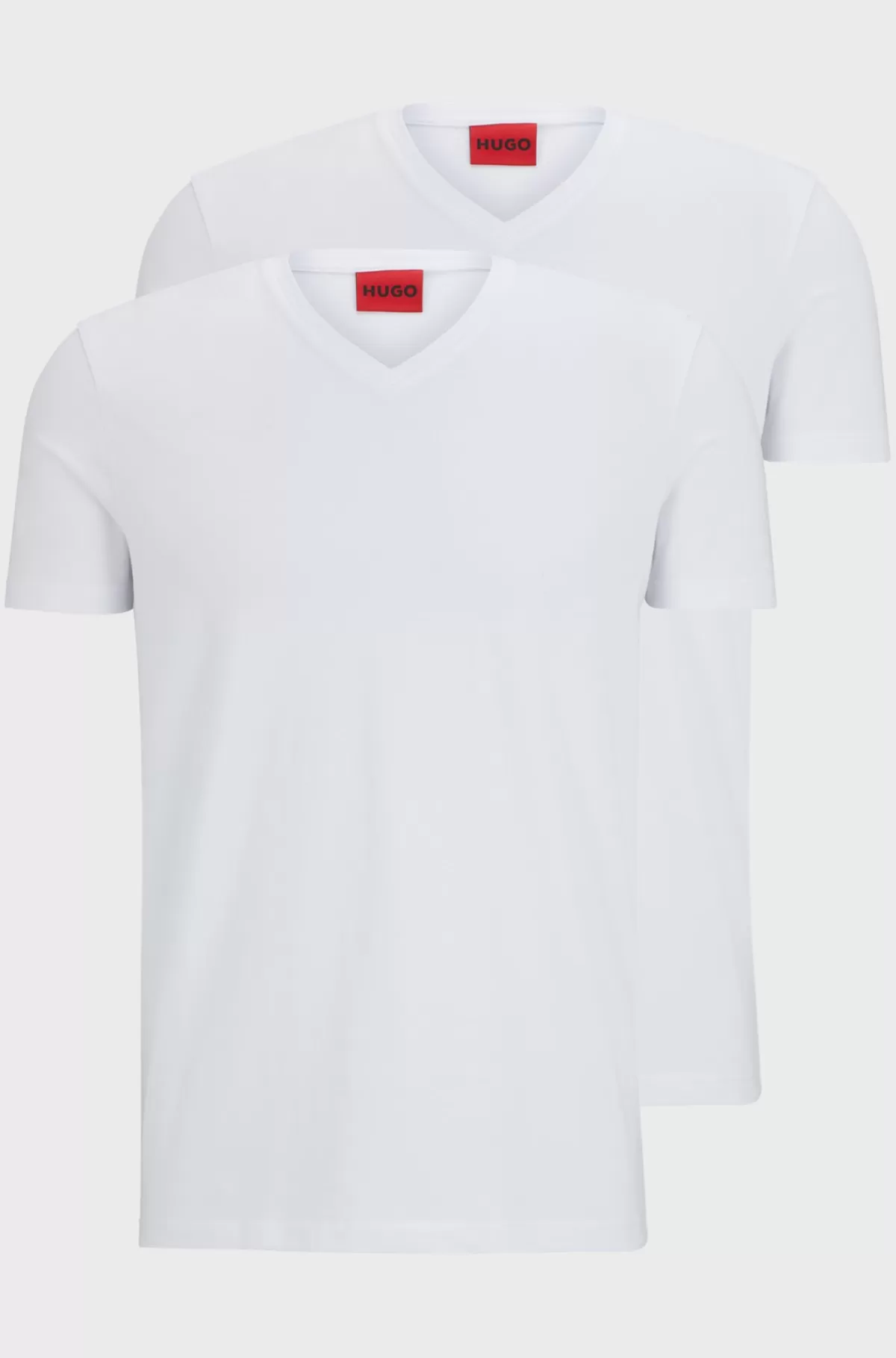 HUGO BOSS Pakke Med To T-shirts Med V-hals I Bomuld Med Stræk Hvid Clearance