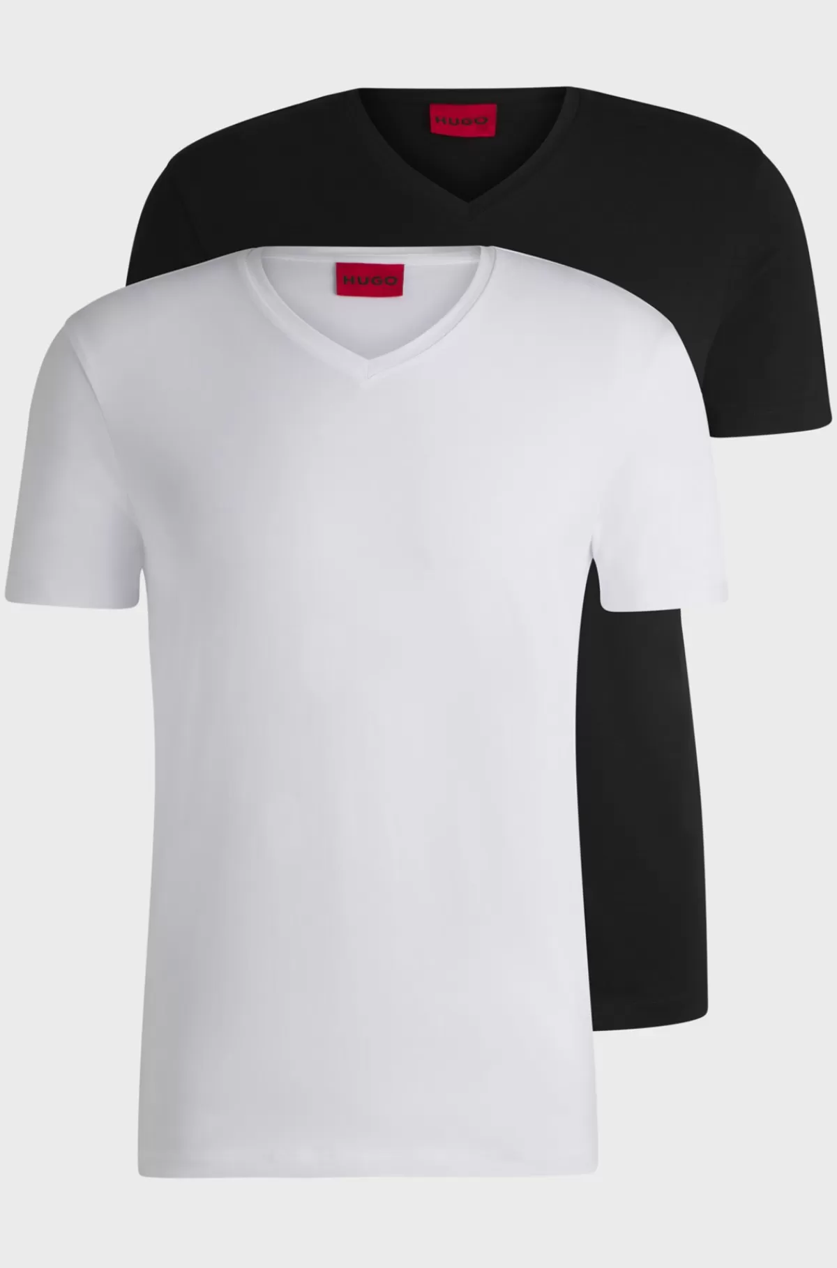 HUGO BOSS Pakke Med To T-shirts Med V-hals I Bomuld Med Stræk Hvid/sort Outlet