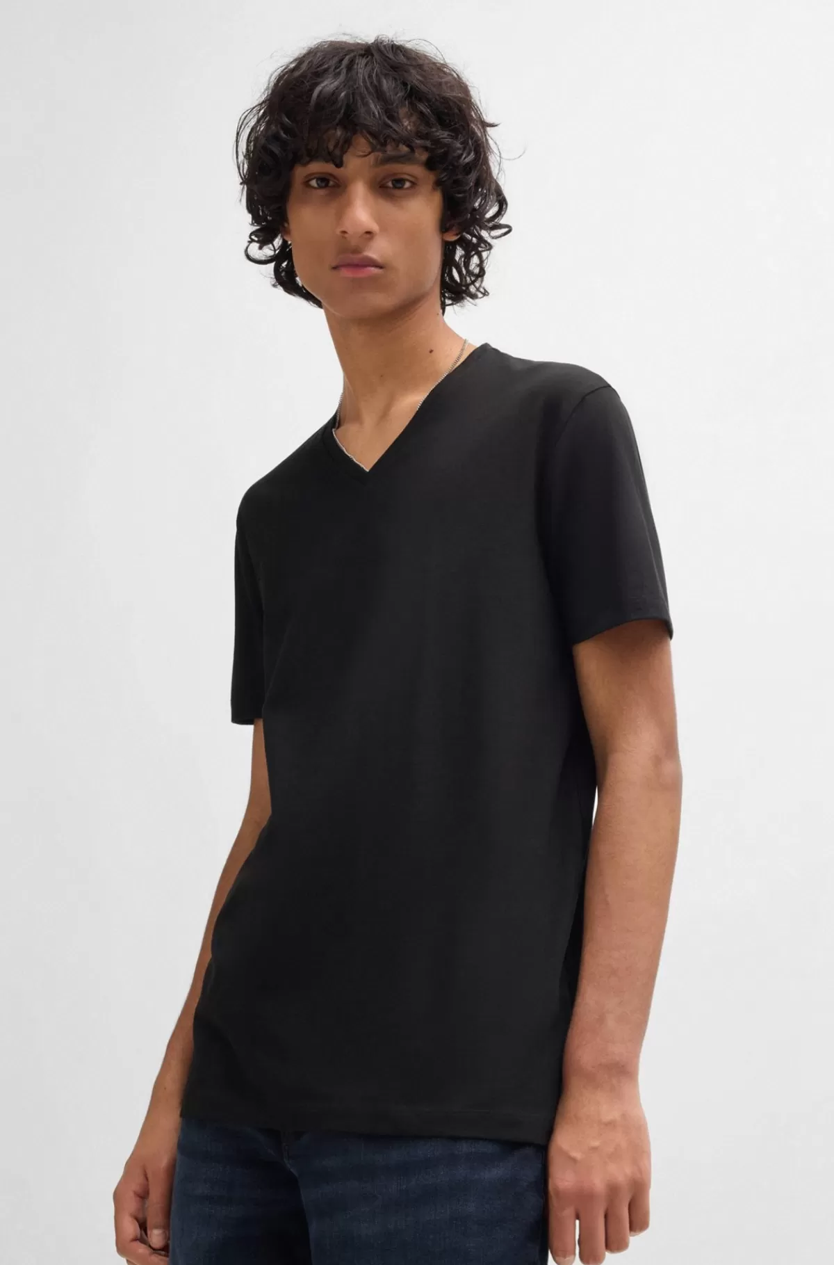 HUGO BOSS Pakke Med To T-shirts Med V-hals I Bomuld Med Stræk Sort Cheap