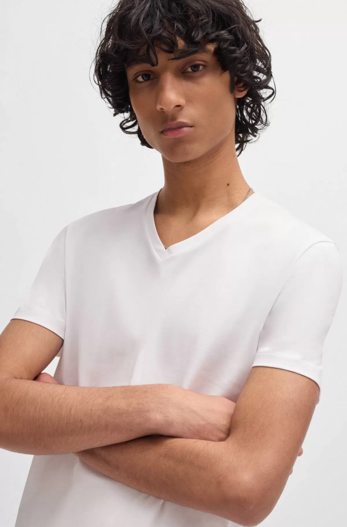 HUGO BOSS Pakke Med To T-shirts Med V-hals I Bomuld Med Stræk Hvid Clearance