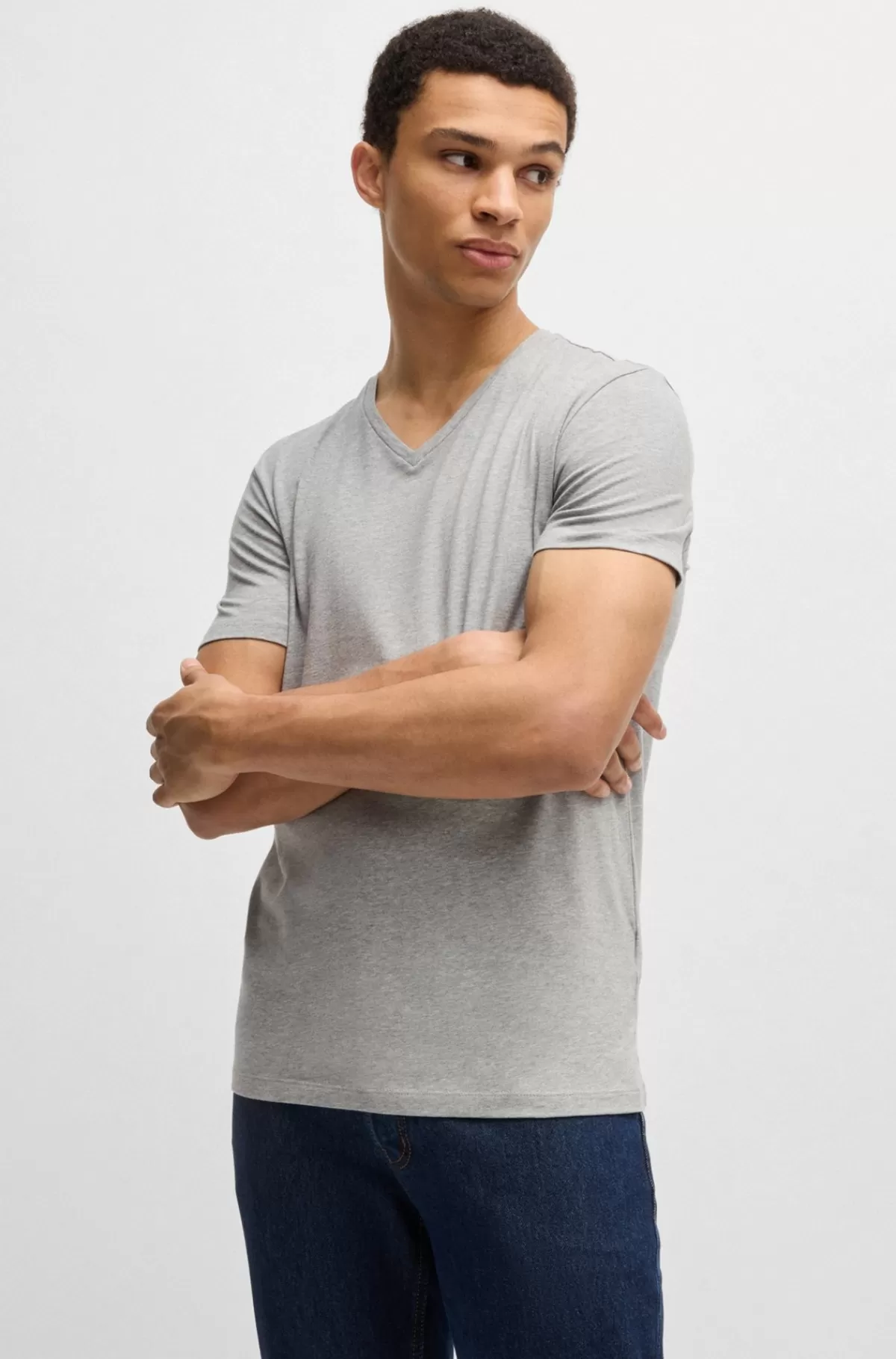 HUGO BOSS Pakke Med To T-shirts Med V-hals I Bomuld Med Stræk Hvid / Lysegrå Shop
