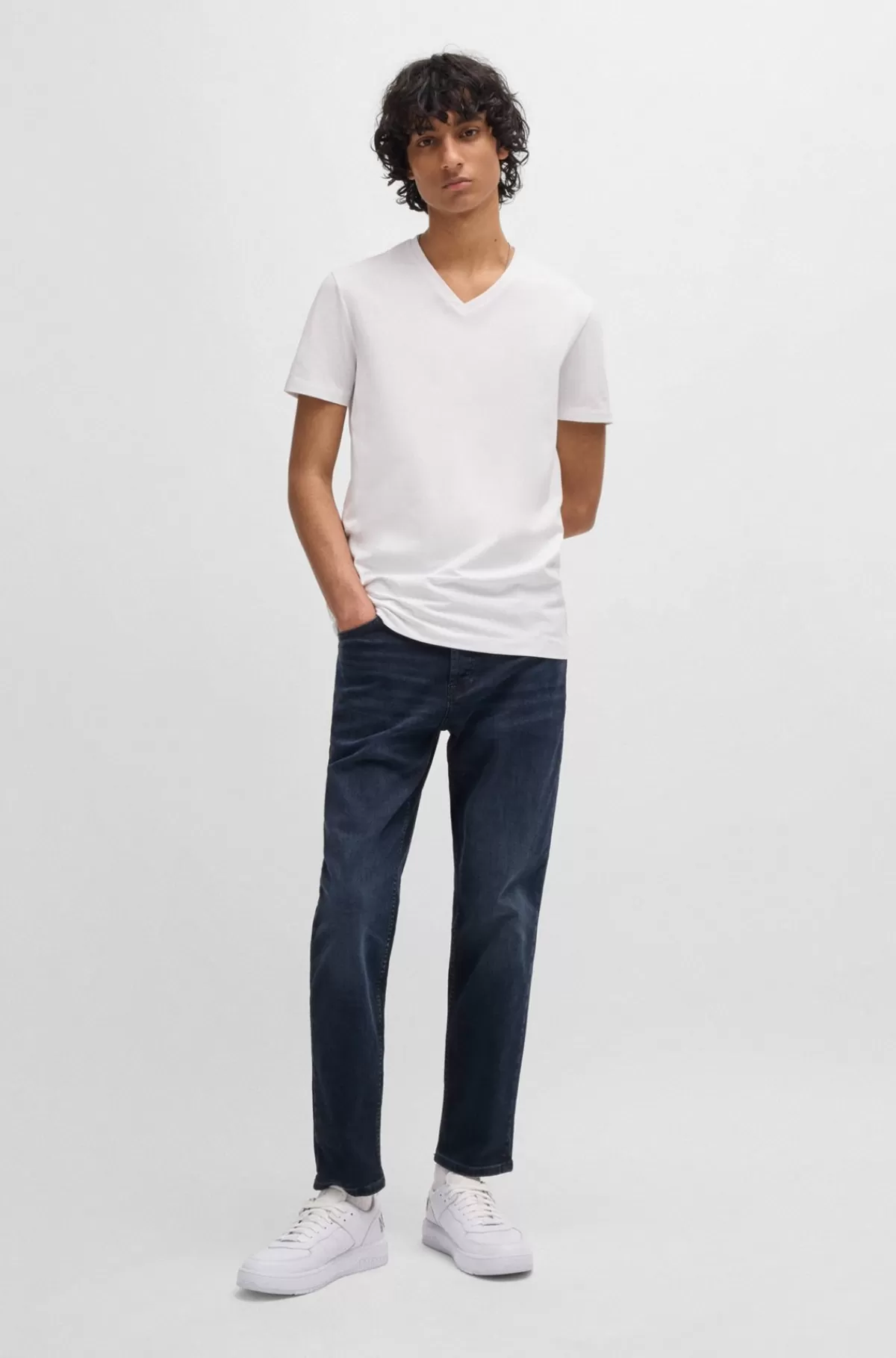 HUGO BOSS Pakke Med To T-shirts Med V-hals I Bomuld Med Stræk Hvid Clearance
