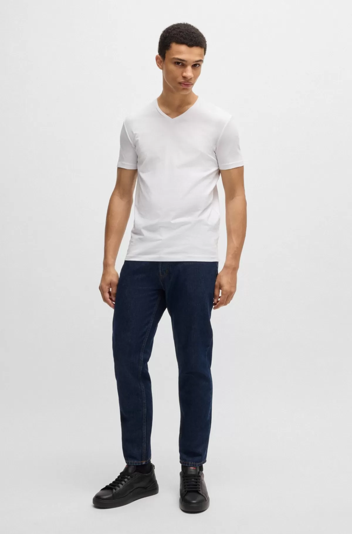 HUGO BOSS Pakke Med To T-shirts Med V-hals I Bomuld Med Stræk Hvid / Lysegrå Shop