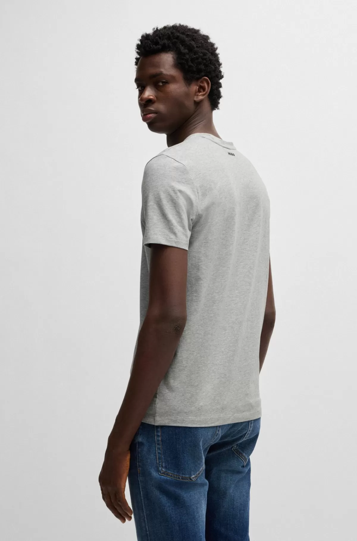 HUGO BOSS Pakke Med To T-shirts Med V-hals I Bomuld Med Stræk Lysegrå Best Sale