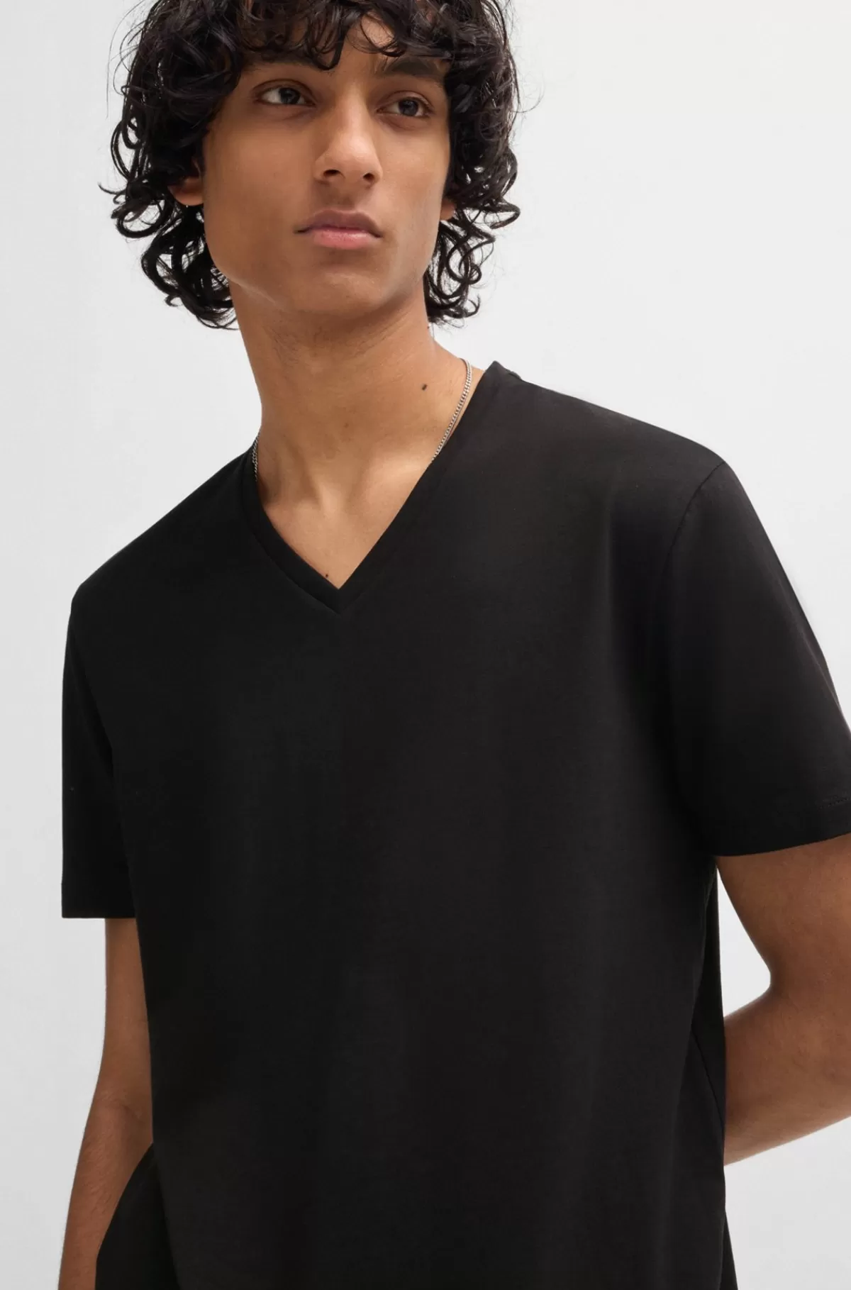 HUGO BOSS Pakke Med To T-shirts Med V-hals I Bomuld Med Stræk Sort Cheap