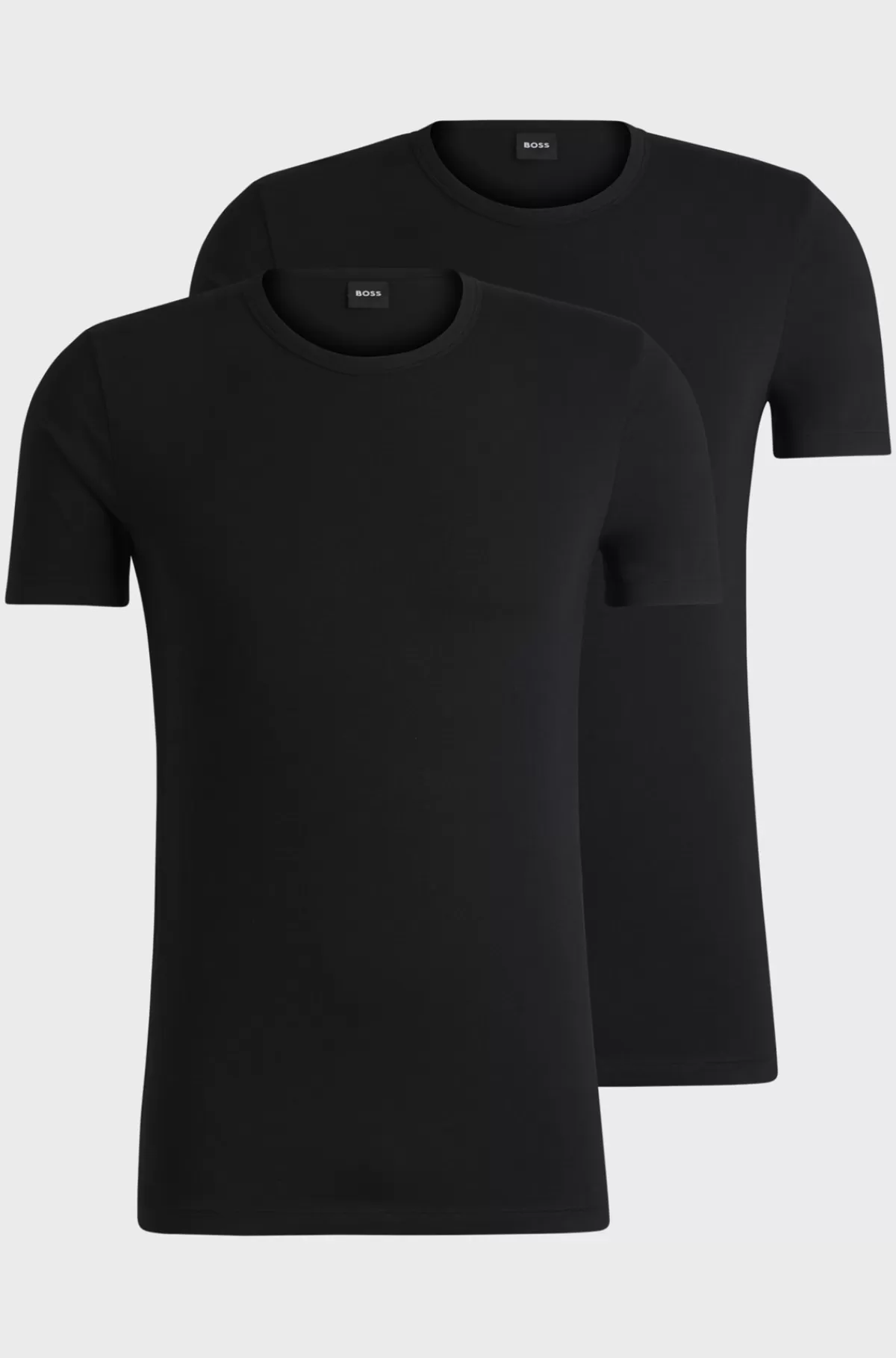 HUGO BOSS Pakke Med To T-shirtundertrøjer I Bomuld Med Stræk Med Logo Sort Clearance