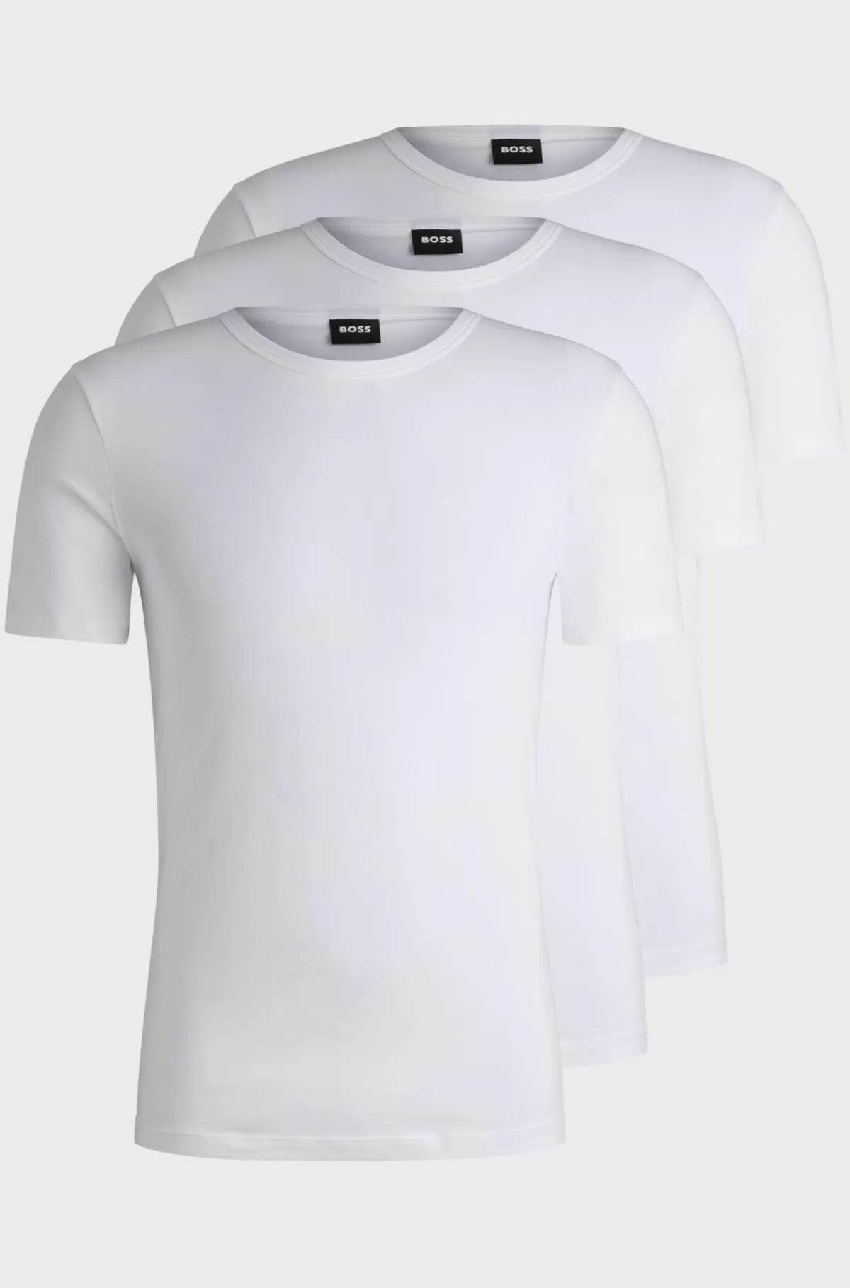 HUGO BOSS Pakke Med To T-shirtundertrøjer I Bomuld Med Stræk Med Logo Hvid Best Sale