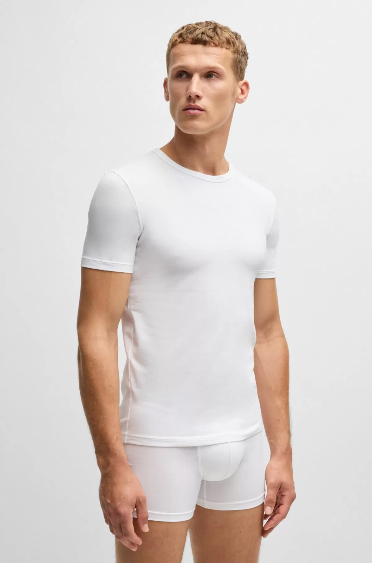 HUGO BOSS Pakke Med To T-shirtundertrøjer I Bomuld Med Stræk Med Logo Hvid Best Sale