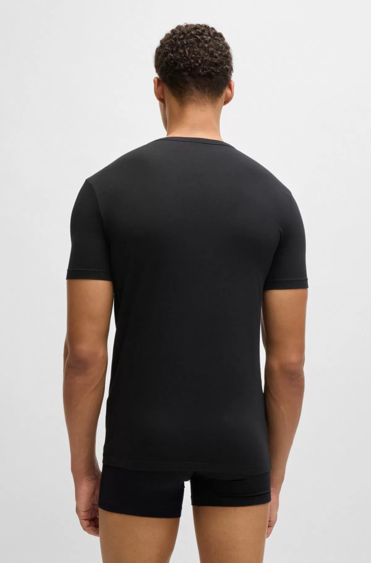HUGO BOSS Pakke Med To T-shirtundertrøjer I Bomuld Med Stræk Med Logo Sort Clearance