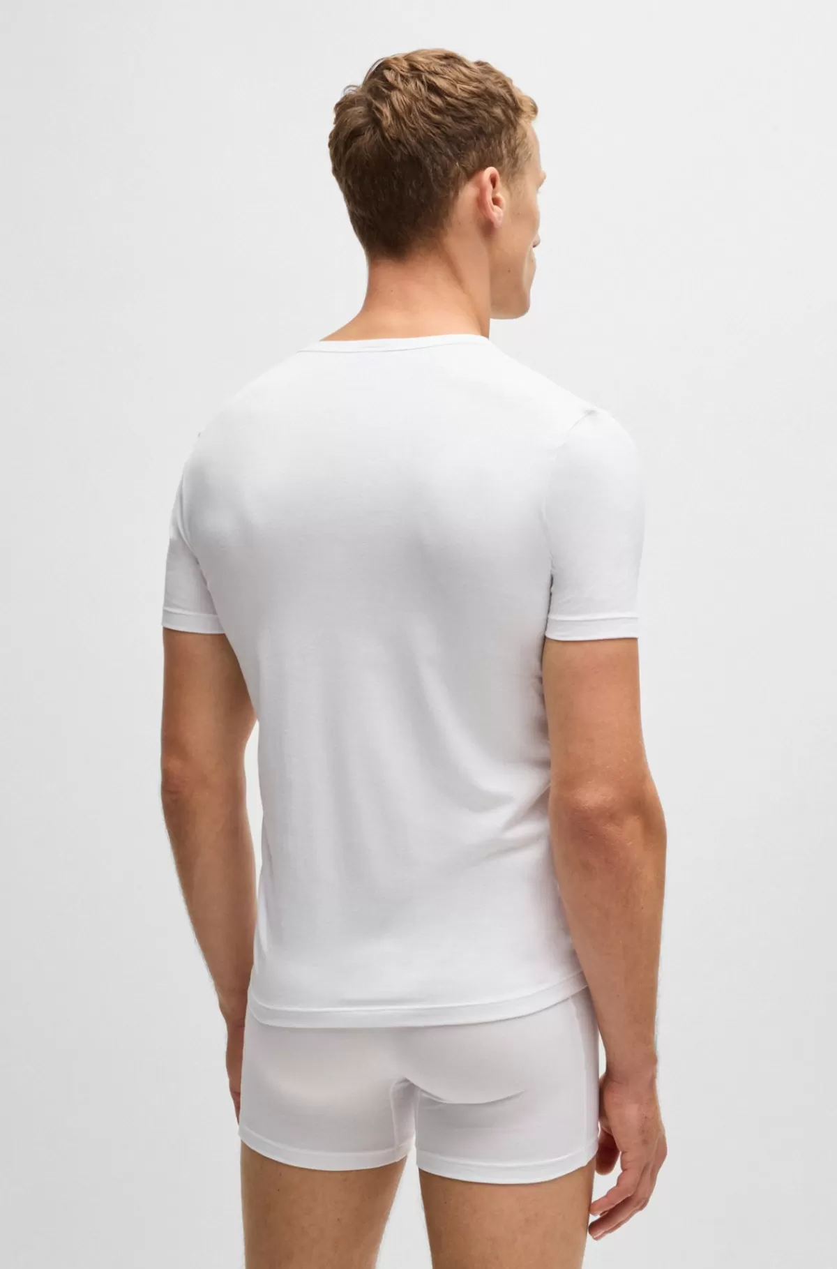 HUGO BOSS Pakke Med To T-shirtundertrøjer I Bomuld Med Stræk Med Logo Hvid Best Sale