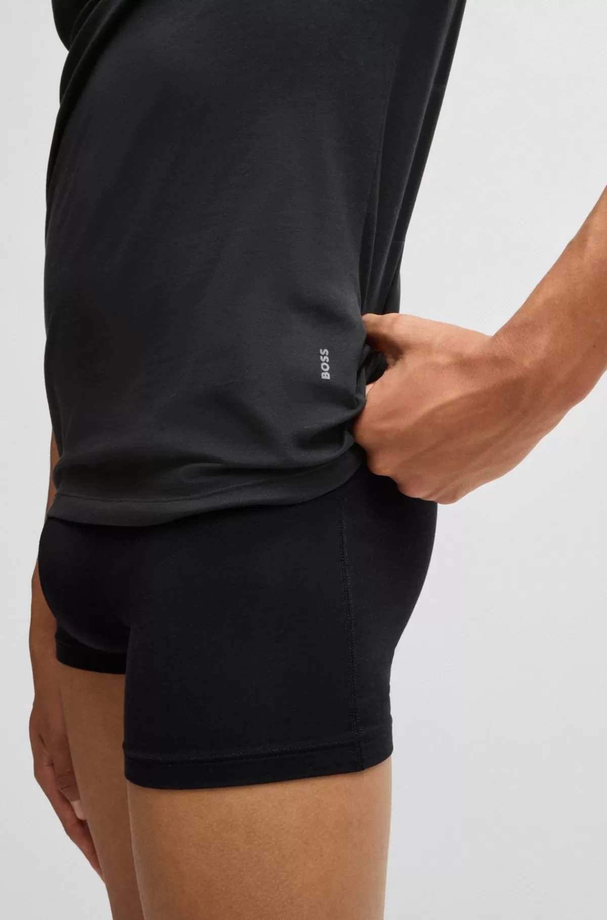 HUGO BOSS Pakke Med To T-shirtundertrøjer I Bomuld Med Stræk Med Logo Sort Clearance