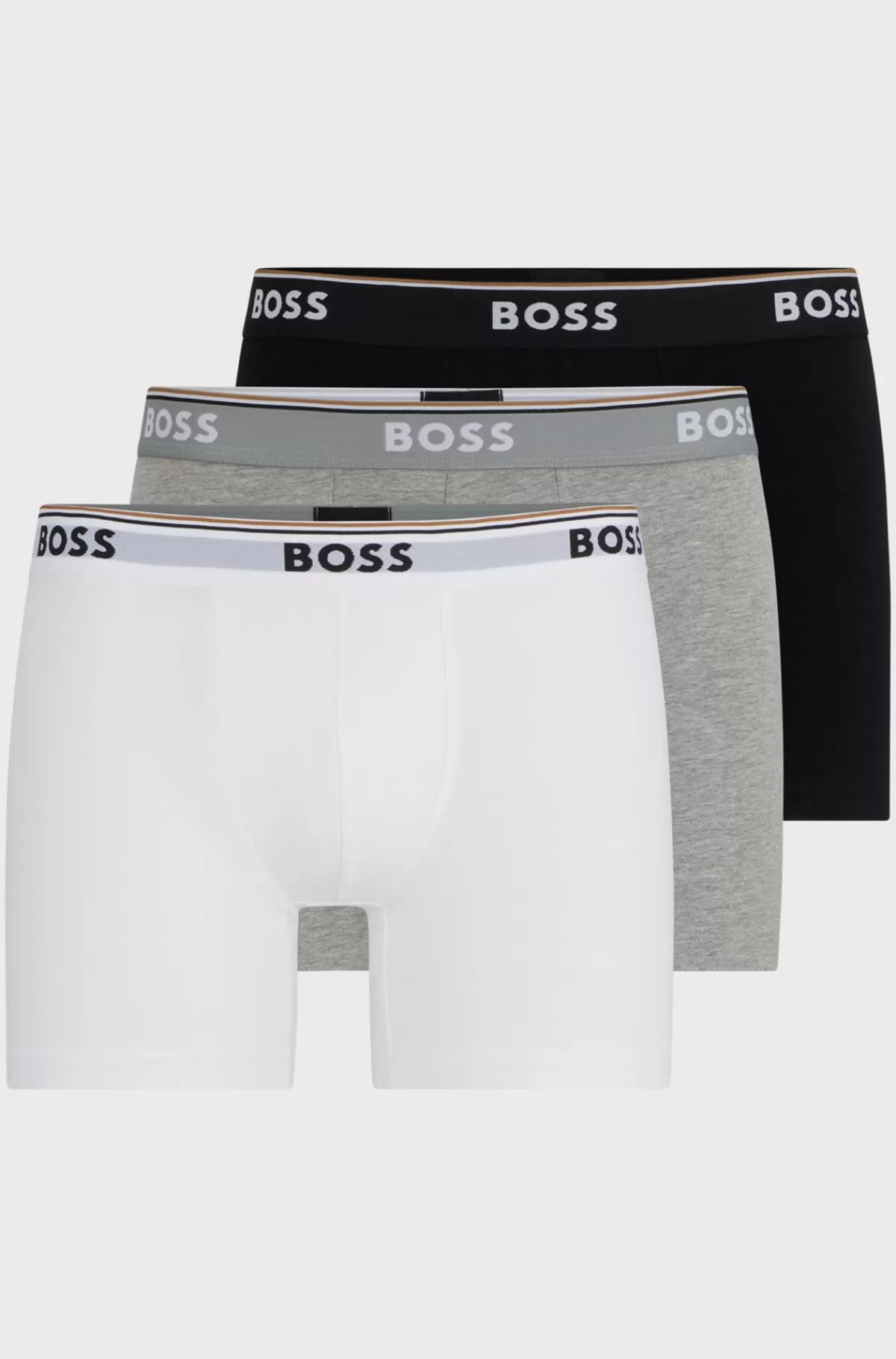 HUGO BOSS Pakke Med Tre Boxer-underbukser I Bomuld Med Stræk Med Logoer Hvid/grå/sort Hot
