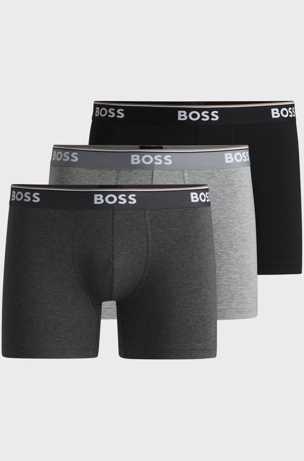 HUGO BOSS Pakke Med Tre Boxer-underbukser I Bomuld Med Stræk Med Logoer Grå Shop