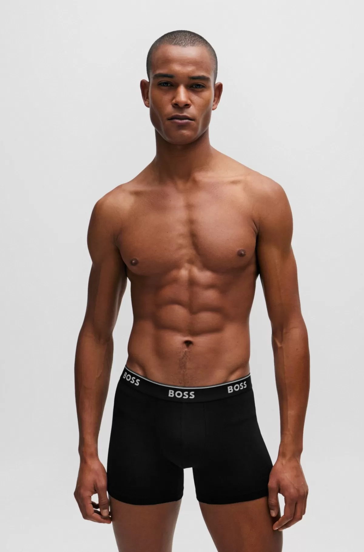 HUGO BOSS Pakke Med Tre Boxer-underbukser I Bomuld Med Stræk Med Logoer Hvid/grå/sort Hot