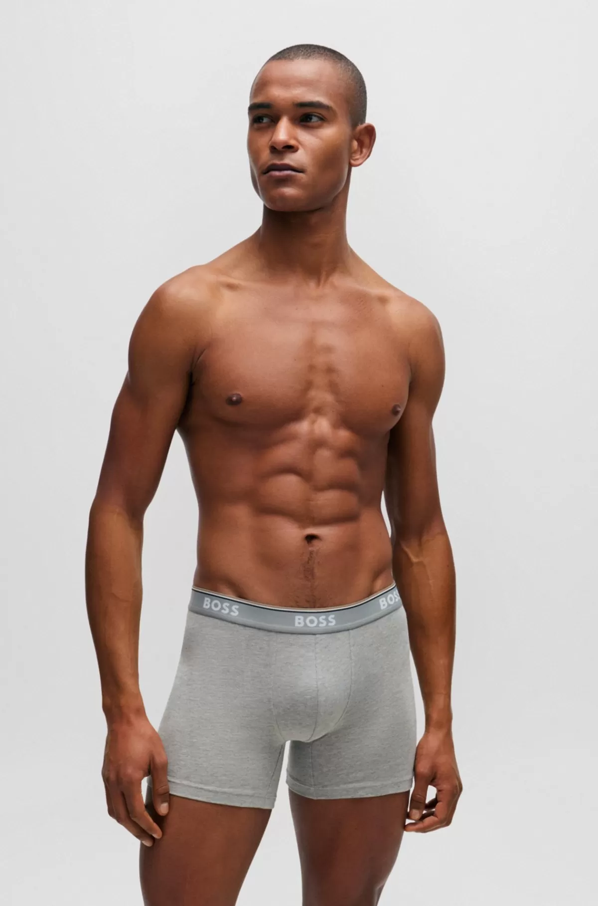 HUGO BOSS Pakke Med Tre Boxer-underbukser I Bomuld Med Stræk Med Logoer Hvid/grå/sort Hot