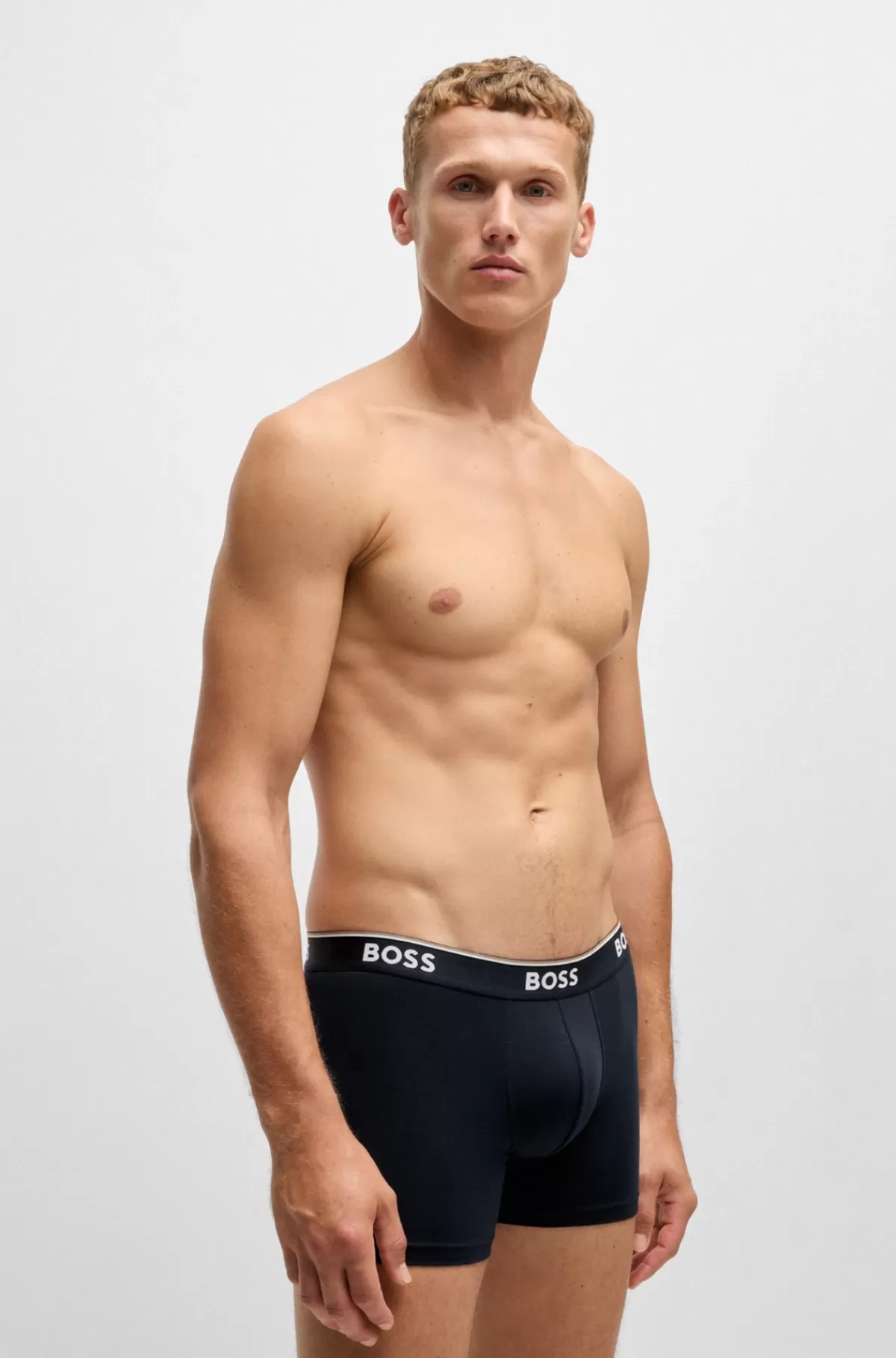 HUGO BOSS Pakke Med Tre Boxer-underbukser I Bomuld Med Stræk Med Logoer Mørkeblå Best Sale