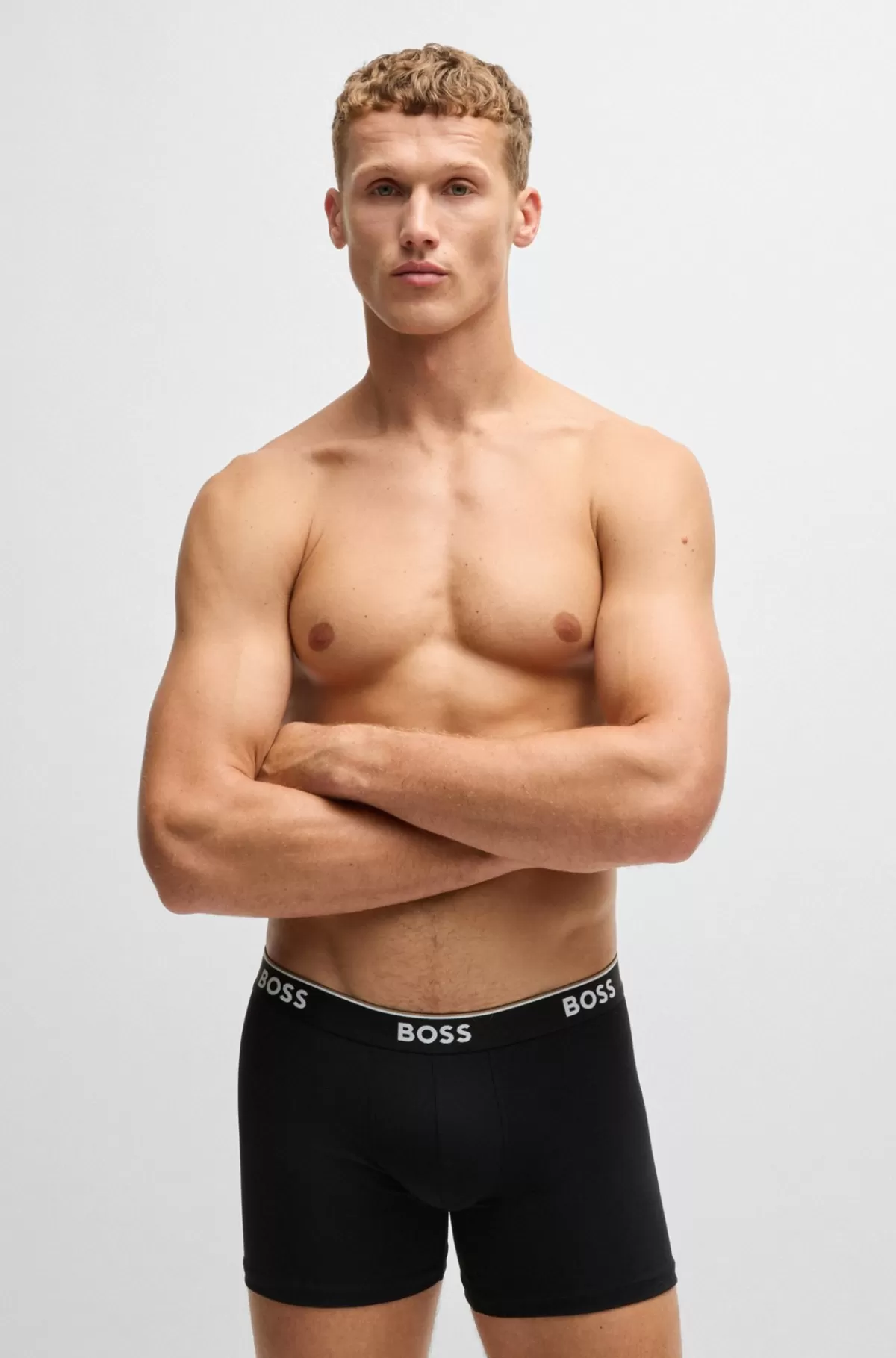 HUGO BOSS Pakke Med Tre Boxer-underbukser I Bomuld Med Stræk Med Logoer Sort New