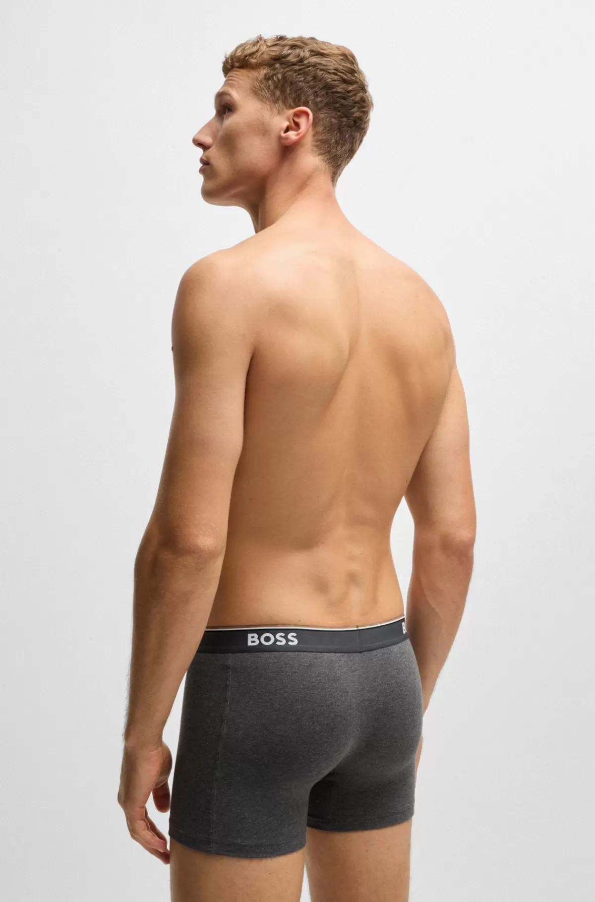 HUGO BOSS Pakke Med Tre Boxer-underbukser I Bomuld Med Stræk Med Logoer Grå Shop