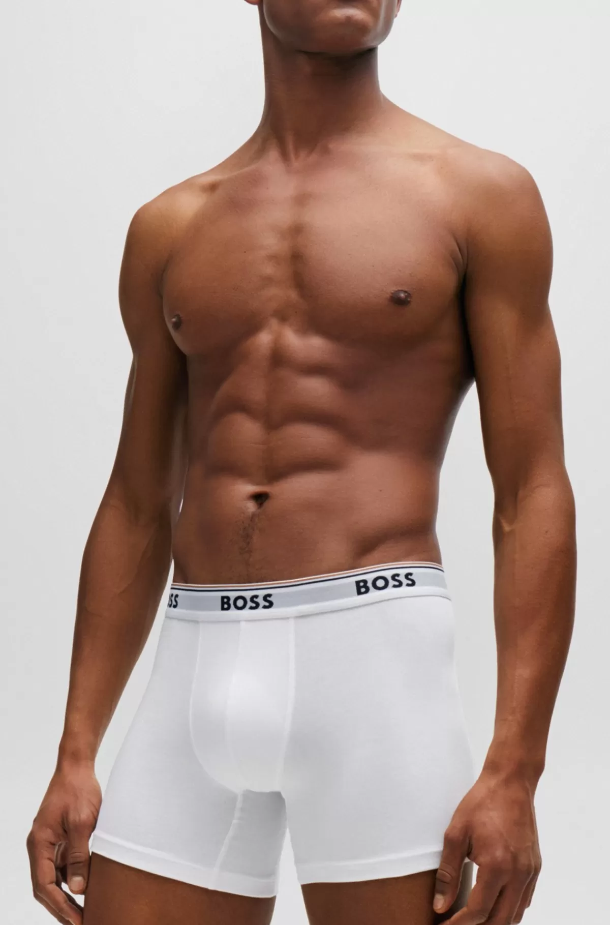 HUGO BOSS Pakke Med Tre Boxer-underbukser I Bomuld Med Stræk Med Logoer Hvid/grå/sort Hot
