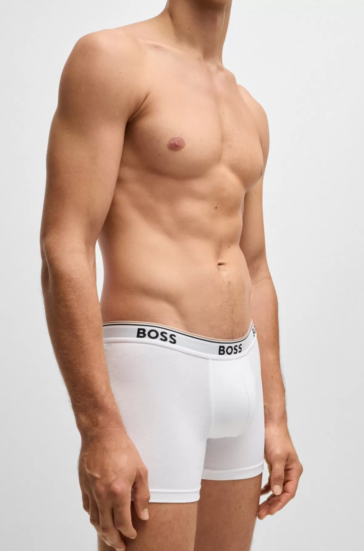 HUGO BOSS Pakke Med Tre Boxer-underbukser I Bomuld Med Stræk Med Logoer Hvid Outlet