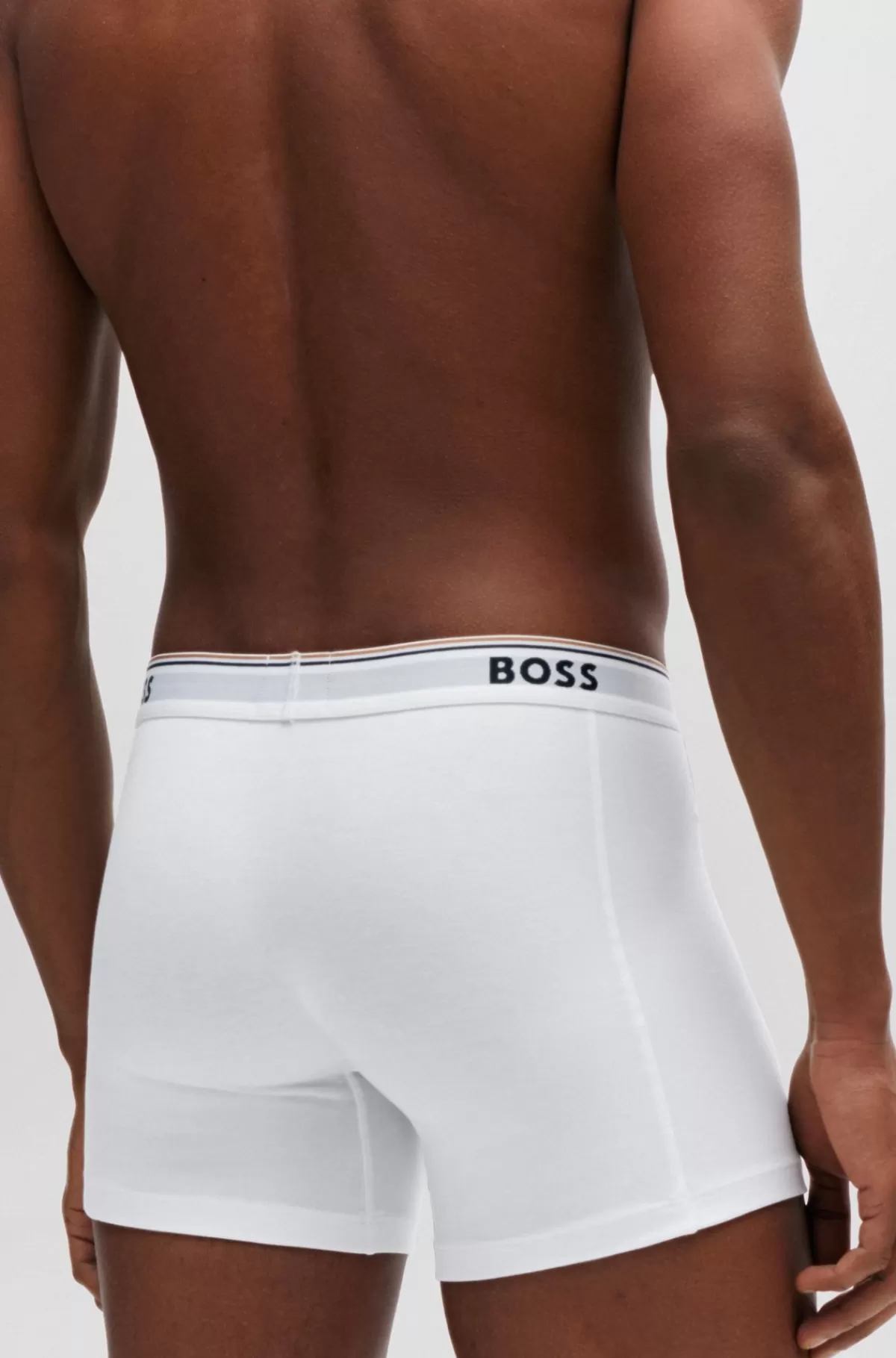 HUGO BOSS Pakke Med Tre Boxer-underbukser I Bomuld Med Stræk Med Logoer Hvid/grå/sort Hot