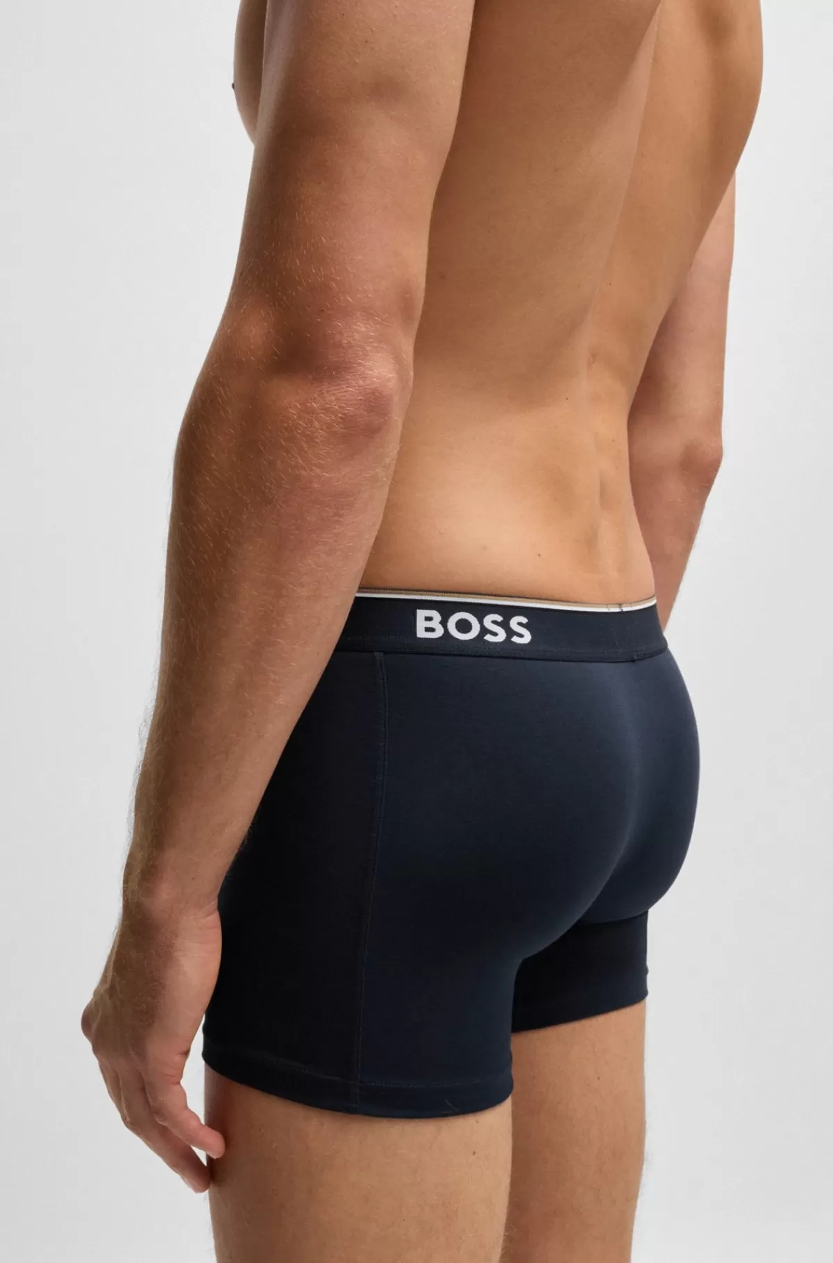 HUGO BOSS Pakke Med Tre Boxer-underbukser I Bomuld Med Stræk Med Logoer Mørkeblå Best Sale