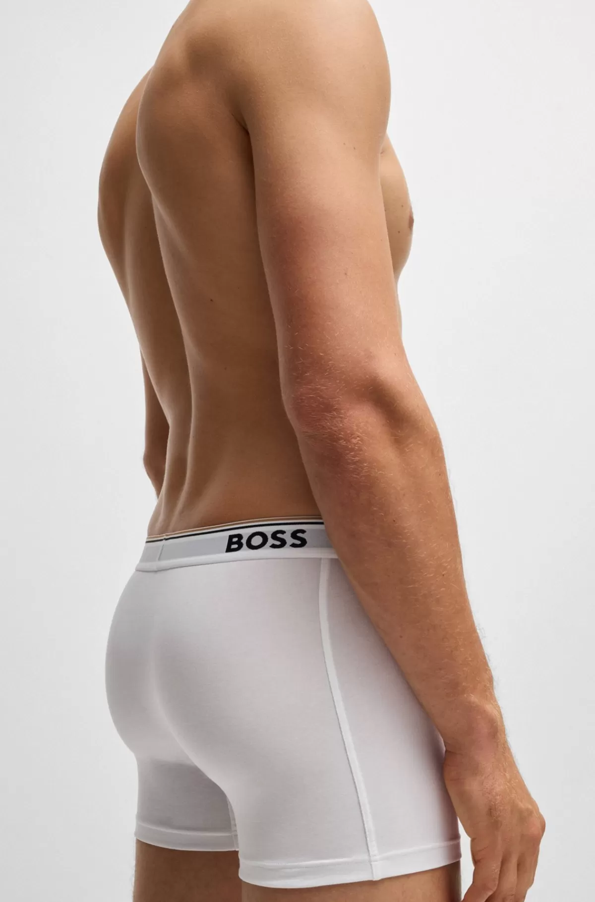 HUGO BOSS Pakke Med Tre Boxer-underbukser I Bomuld Med Stræk Med Logoer Hvid Outlet