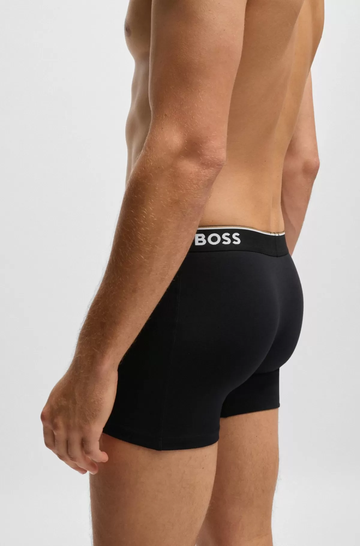HUGO BOSS Pakke Med Tre Boxer-underbukser I Bomuld Med Stræk Med Logoer Sort New