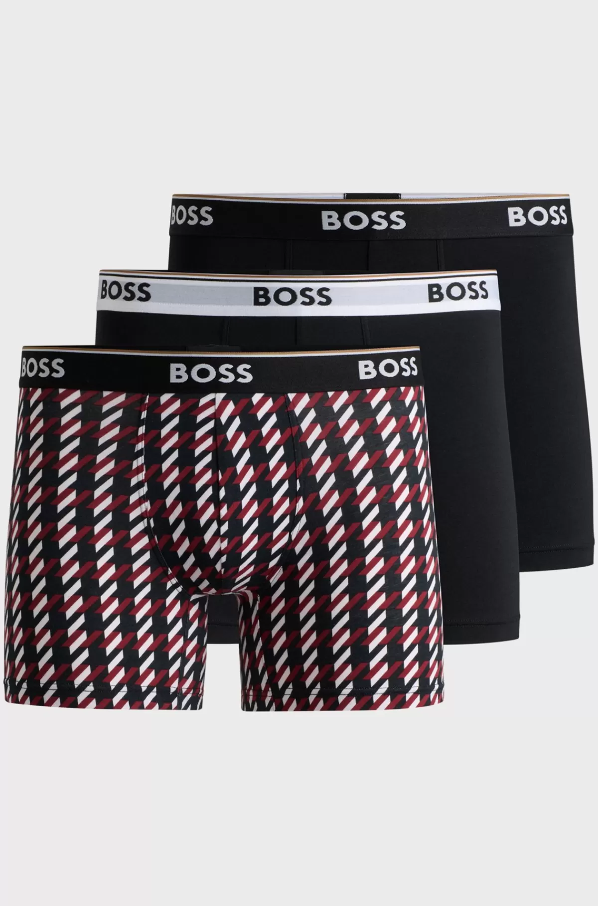 HUGO BOSS Pakke Med Tre Par Boksershorts I Bomuld Med Stræk Og Logoer Sort New