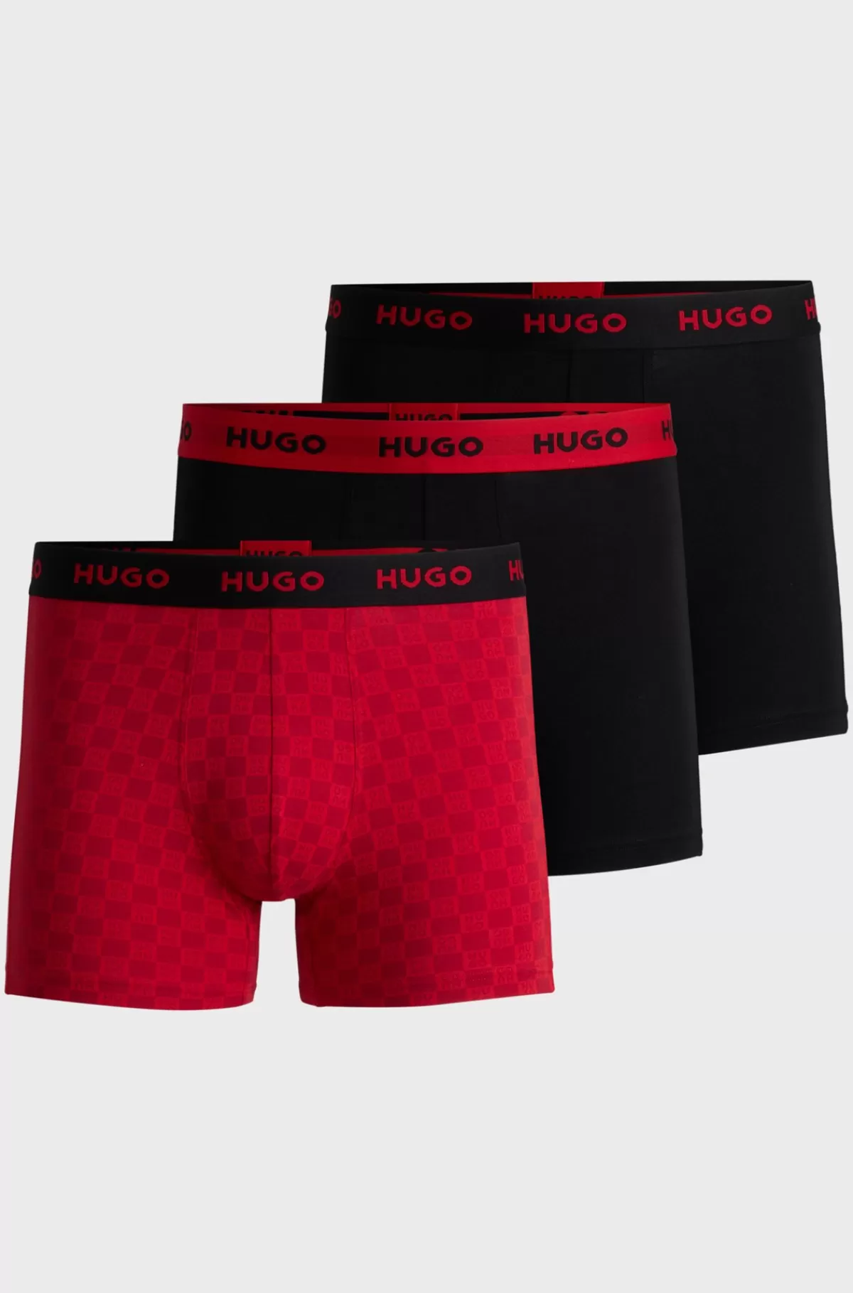 HUGO BOSS Pakke Med Tre Par Boksershorts I Bomuld Med Stræk Og Logoer Sort/rød Cheap