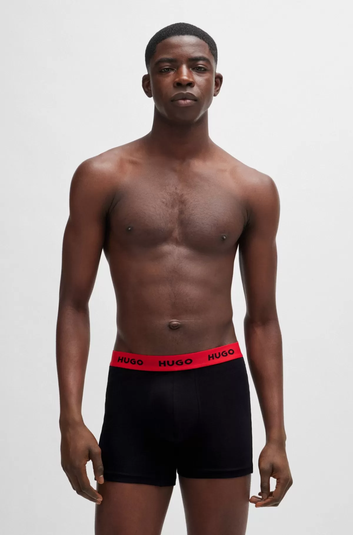HUGO BOSS Pakke Med Tre Par Boksershorts I Bomuld Med Stræk Og Logoer Sort/blå Clearance