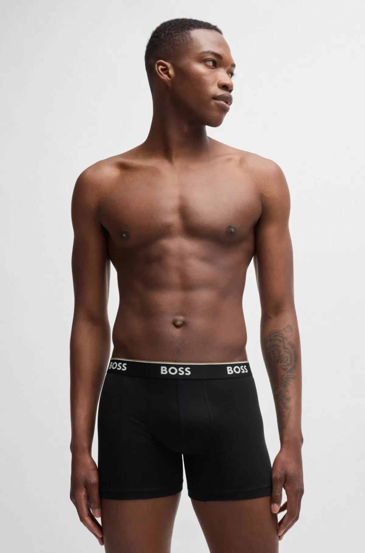 HUGO BOSS Pakke Med Tre Par Boksershorts I Bomuld Med Stræk Og Logoer Sort New