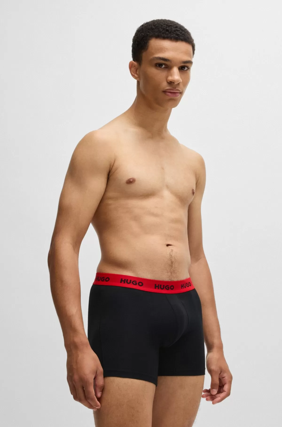 HUGO BOSS Pakke Med Tre Par Boksershorts I Bomuld Med Stræk Og Logoer Sort/rød Cheap