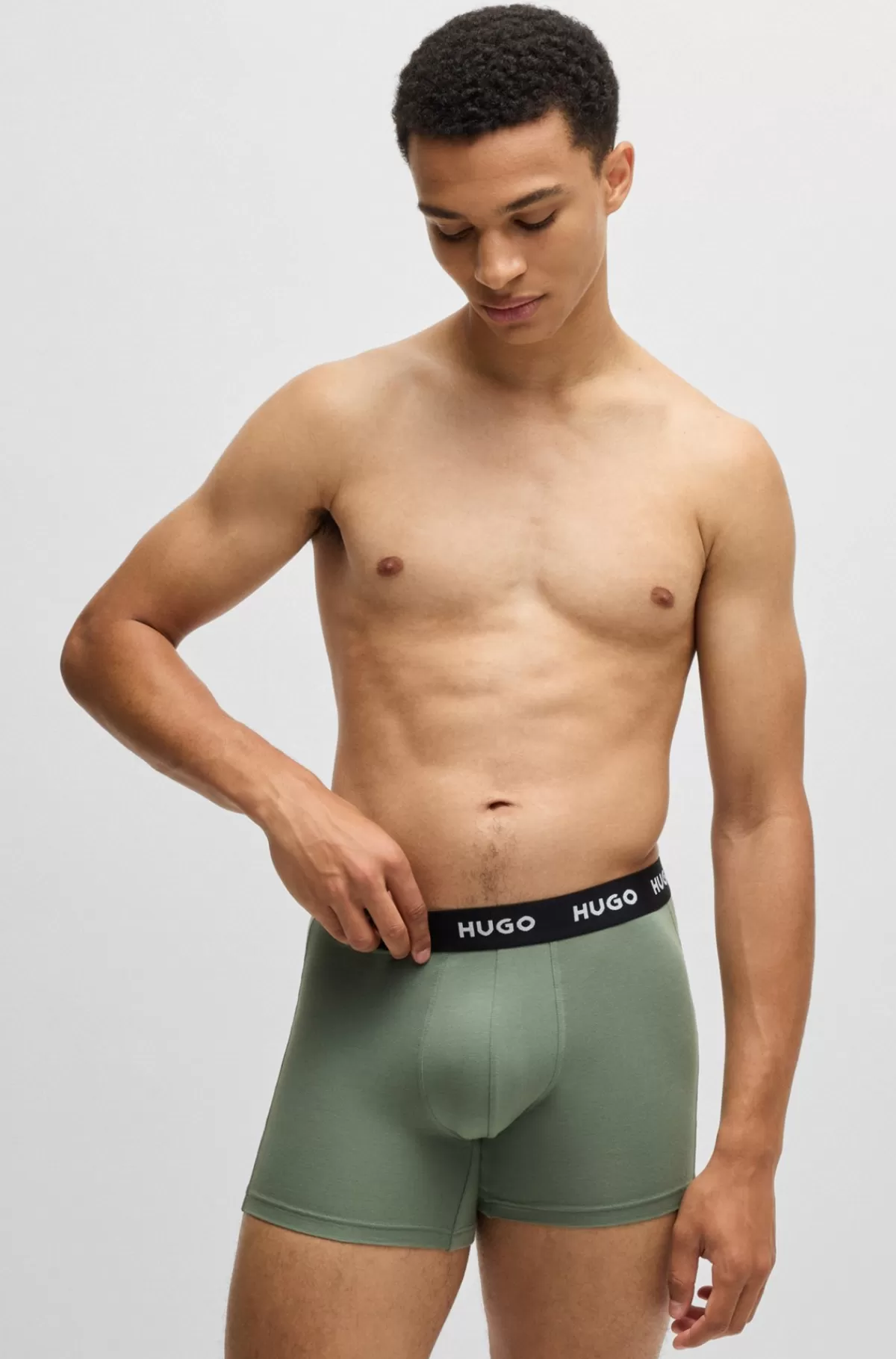 HUGO BOSS Pakke Med Tre Par Boksershorts I Bomuld Med Stræk Og Logoer Sort/grøn Shop