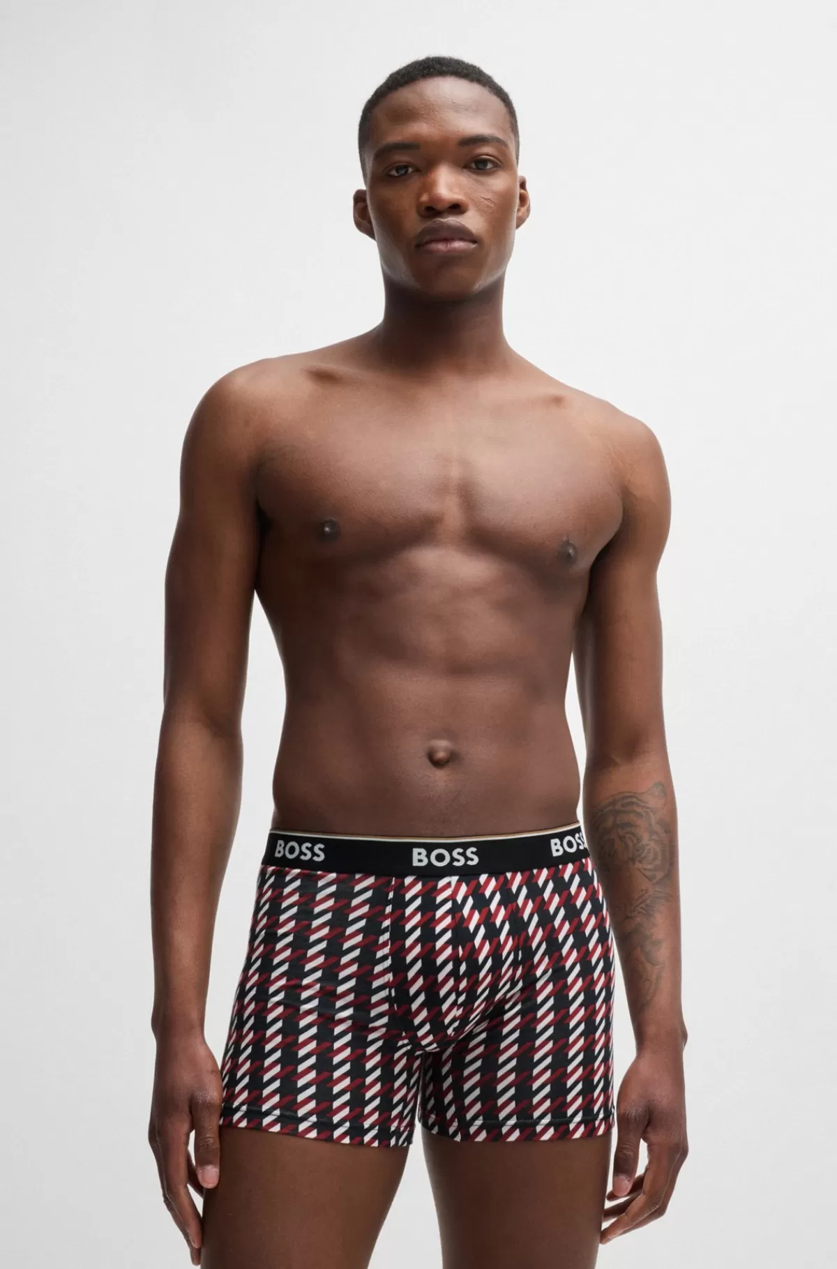 HUGO BOSS Pakke Med Tre Par Boksershorts I Bomuld Med Stræk Og Logoer Sort New
