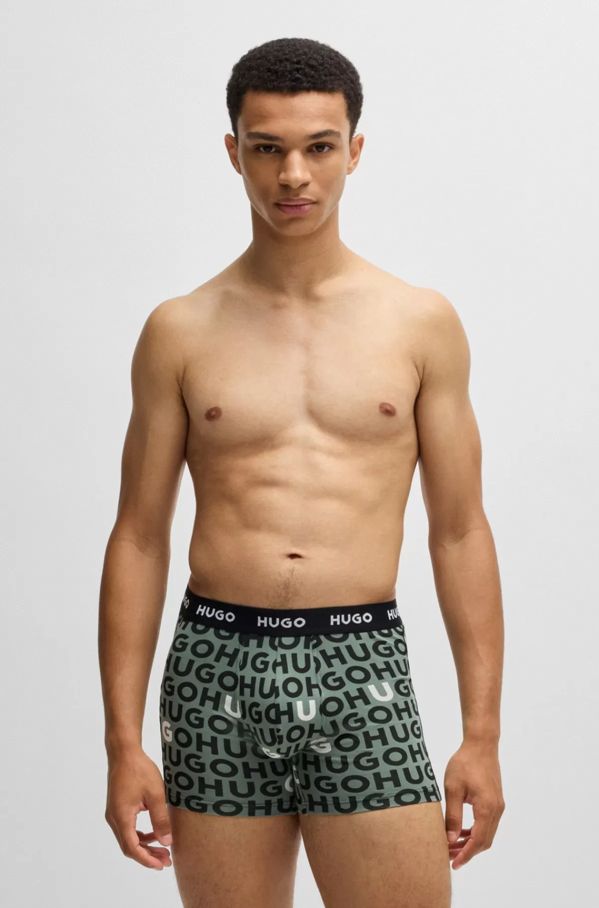 HUGO BOSS Pakke Med Tre Par Boksershorts I Bomuld Med Stræk Og Logoer Sort/grøn Shop