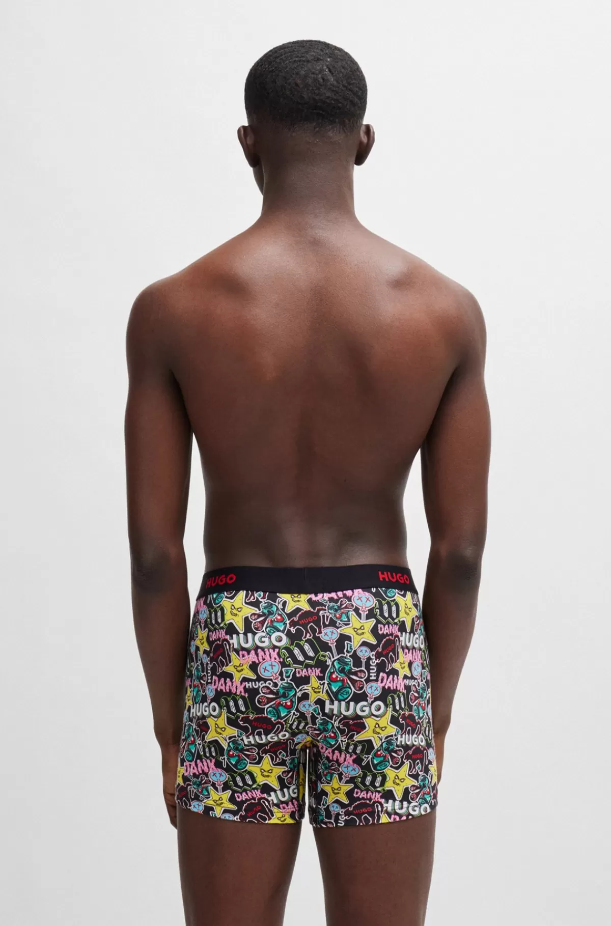HUGO BOSS Pakke Med Tre Par Boksershorts I Bomuld Med Stræk Og Logoer Sort/blå Clearance