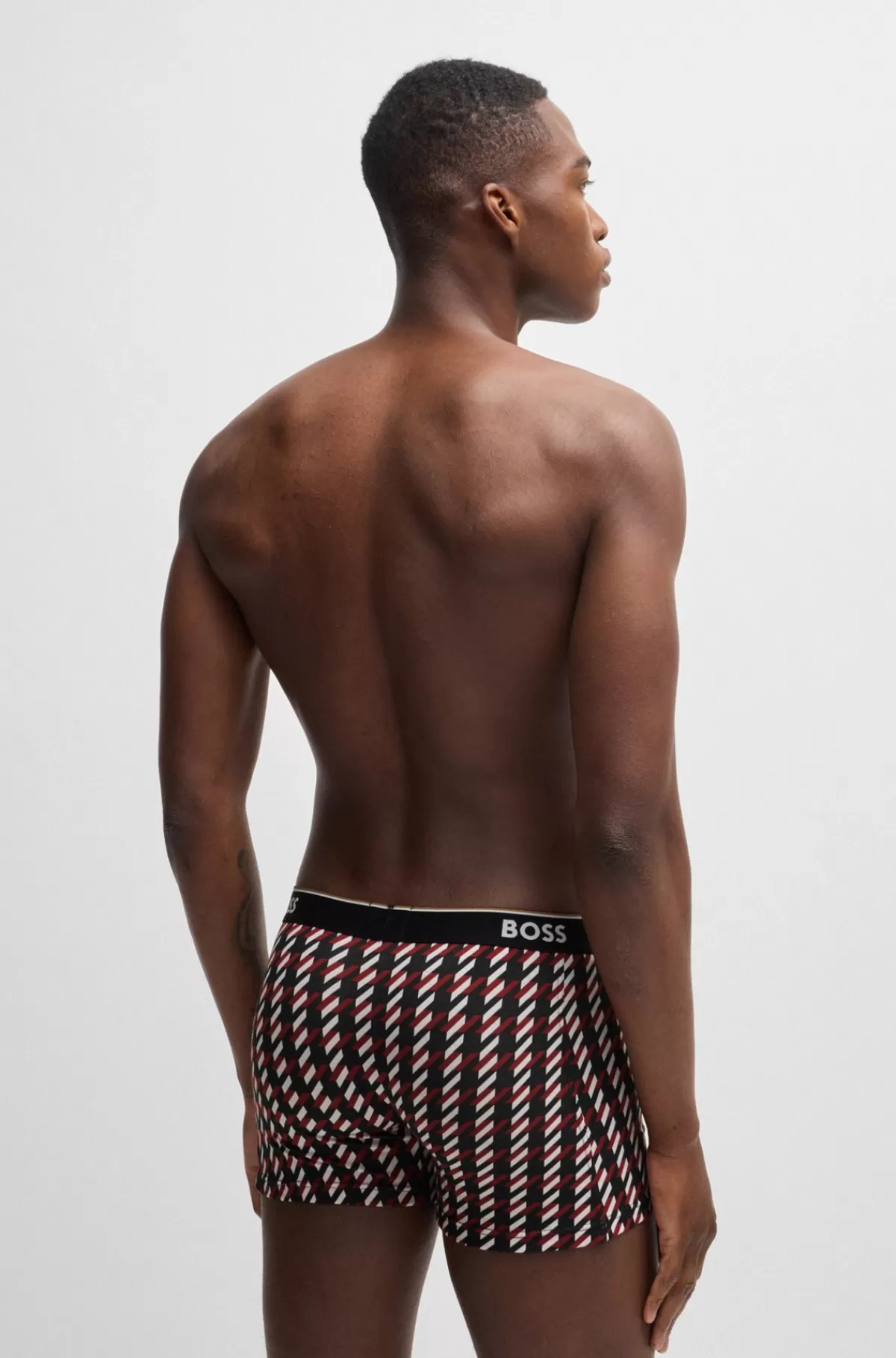 HUGO BOSS Pakke Med Tre Par Boksershorts I Bomuld Med Stræk Og Logoer Sort New
