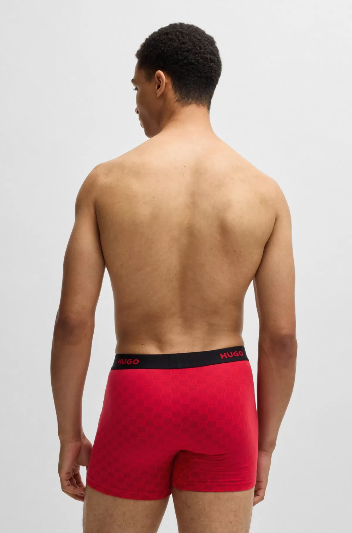 HUGO BOSS Pakke Med Tre Par Boksershorts I Bomuld Med Stræk Og Logoer Sort/rød Cheap