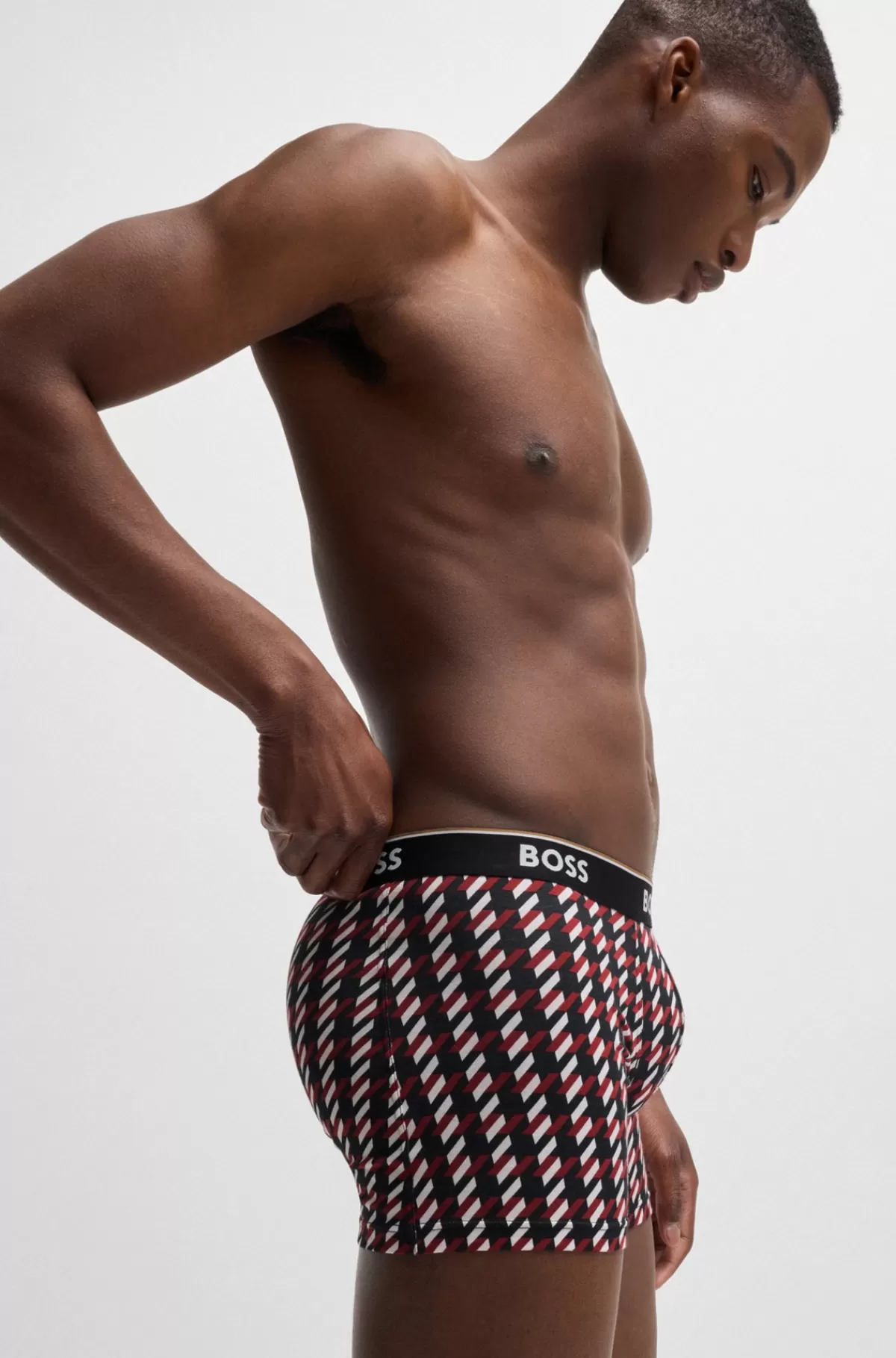 HUGO BOSS Pakke Med Tre Par Boksershorts I Bomuld Med Stræk Og Logoer Sort New
