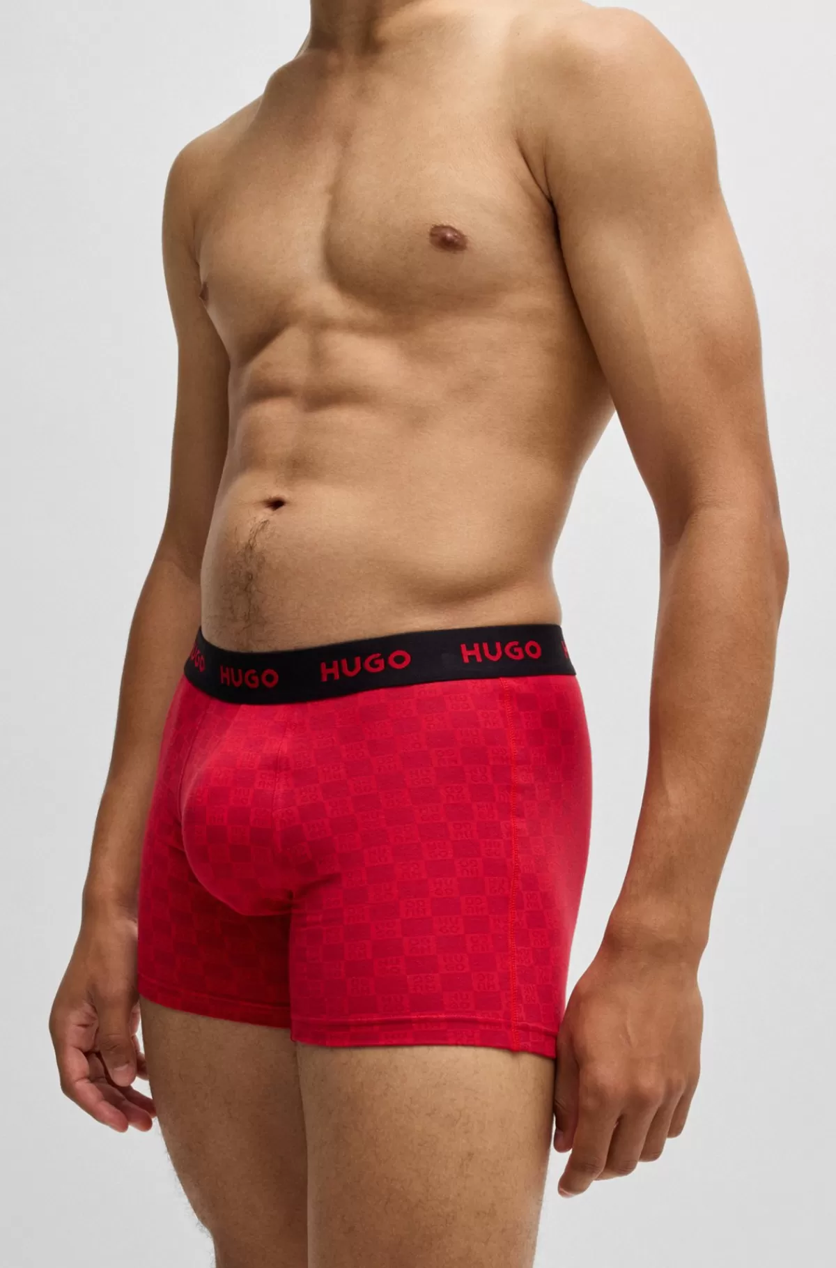HUGO BOSS Pakke Med Tre Par Boksershorts I Bomuld Med Stræk Og Logoer Sort/rød Cheap
