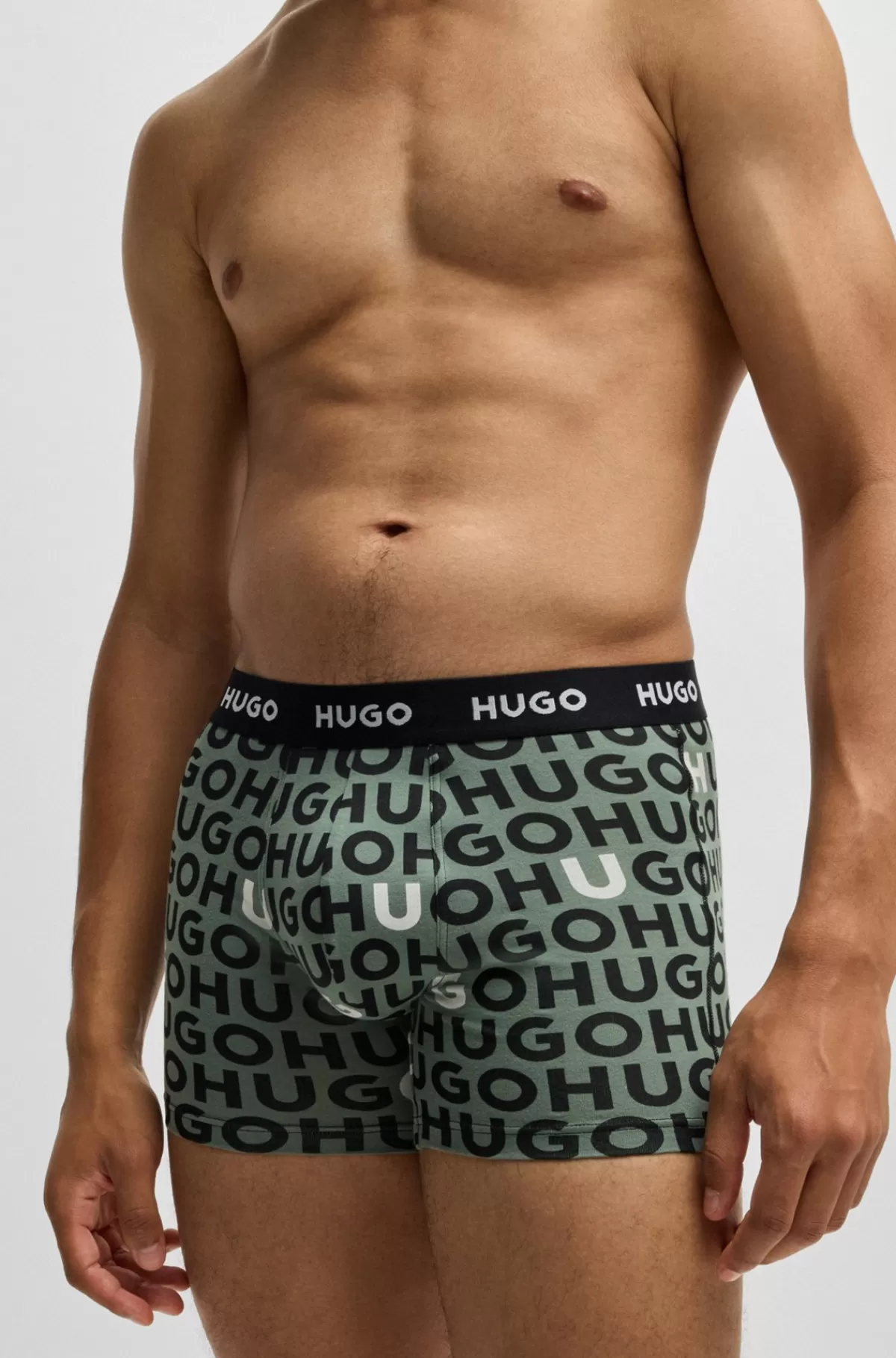 HUGO BOSS Pakke Med Tre Par Boksershorts I Bomuld Med Stræk Og Logoer Sort/grøn Shop